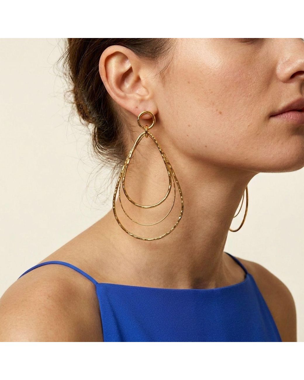 Jaredjamin Metallic Tereza Hammered Multi-Teardrop Dangle Earrings