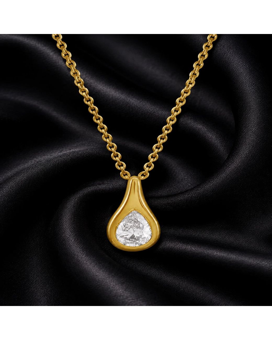 Artisan Metallic 14K Pear Diamond Teardrop Pendant Necklace