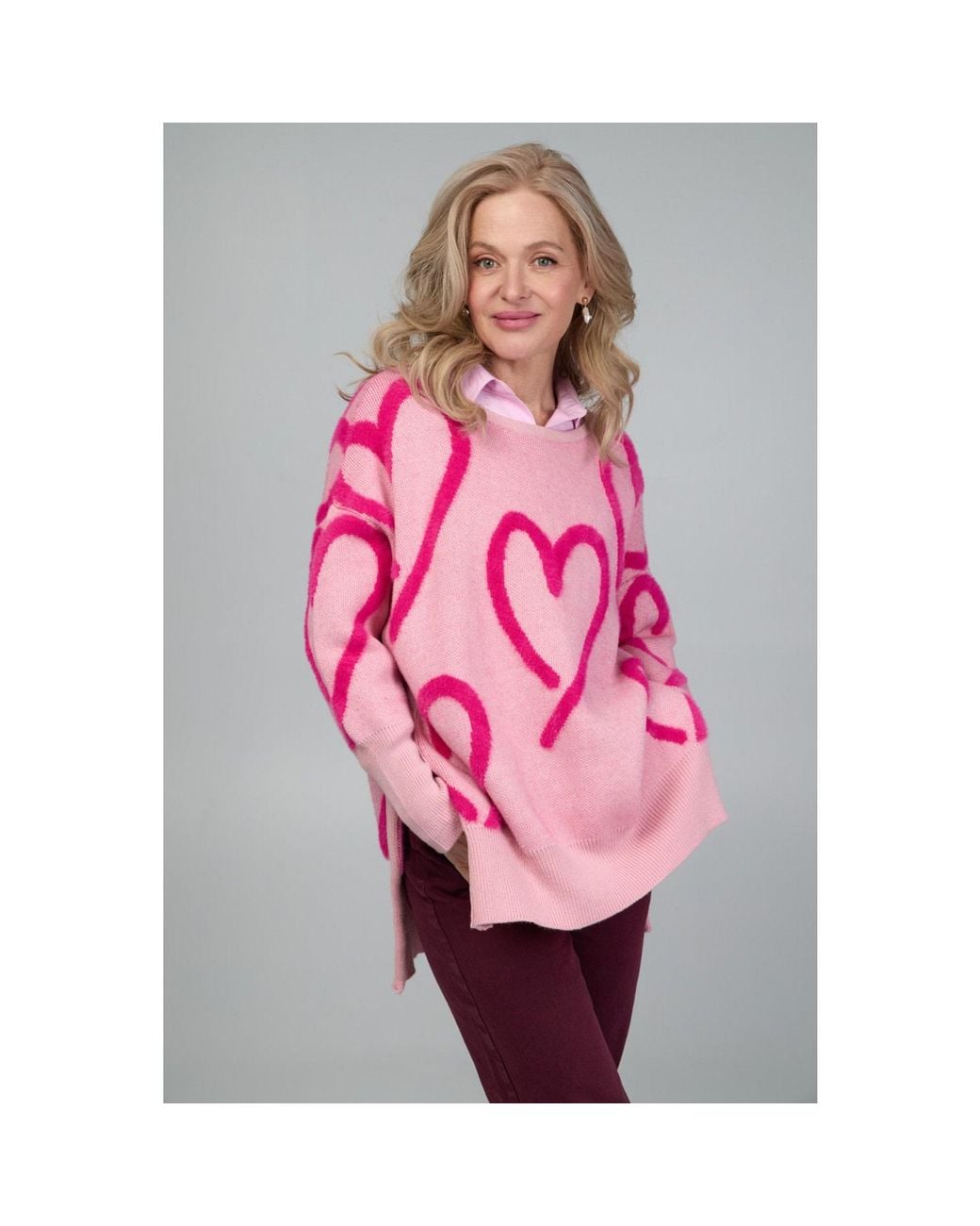 Saachi Pink Whimsical Heart Sweater