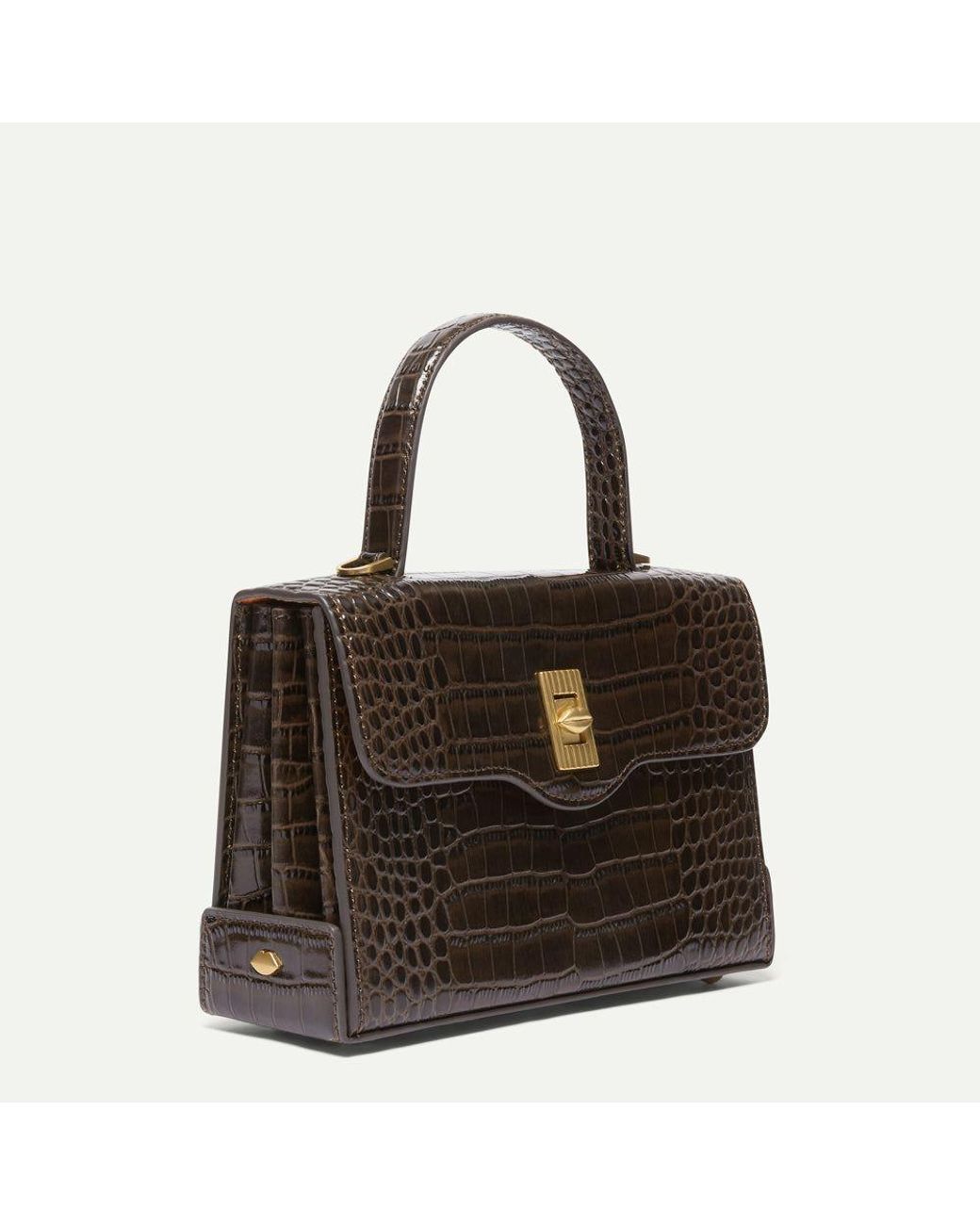 Lulu Guinness Black Chocolate Croc Queenie Handbag