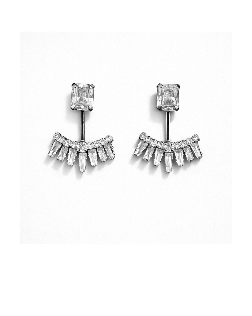 Maison De Gala Metallic Crystal Fan Drop Earrings