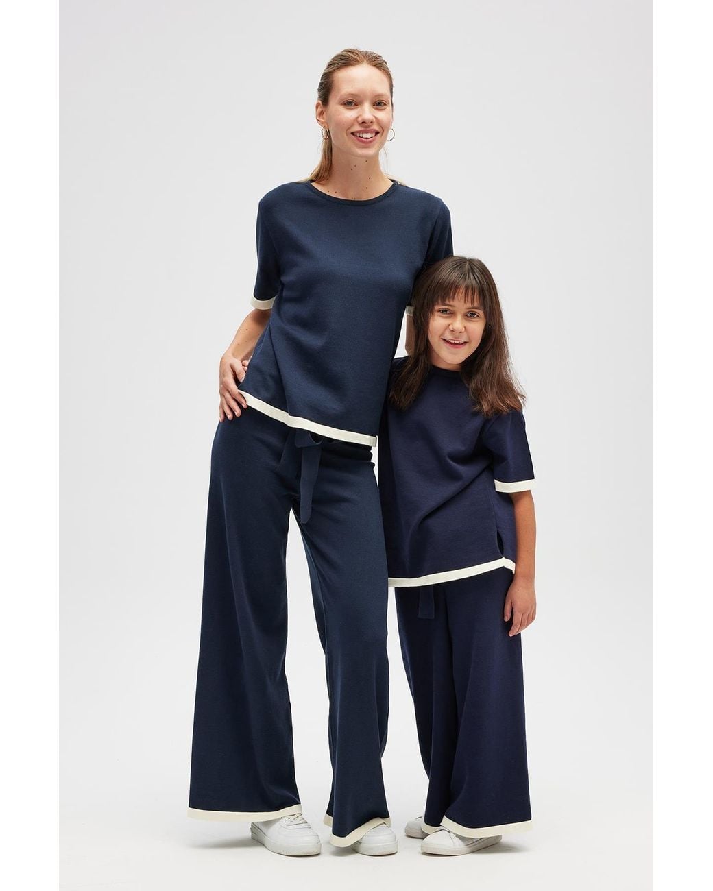 Peraluna Blue Rumi Waistbanded Knit Trousers