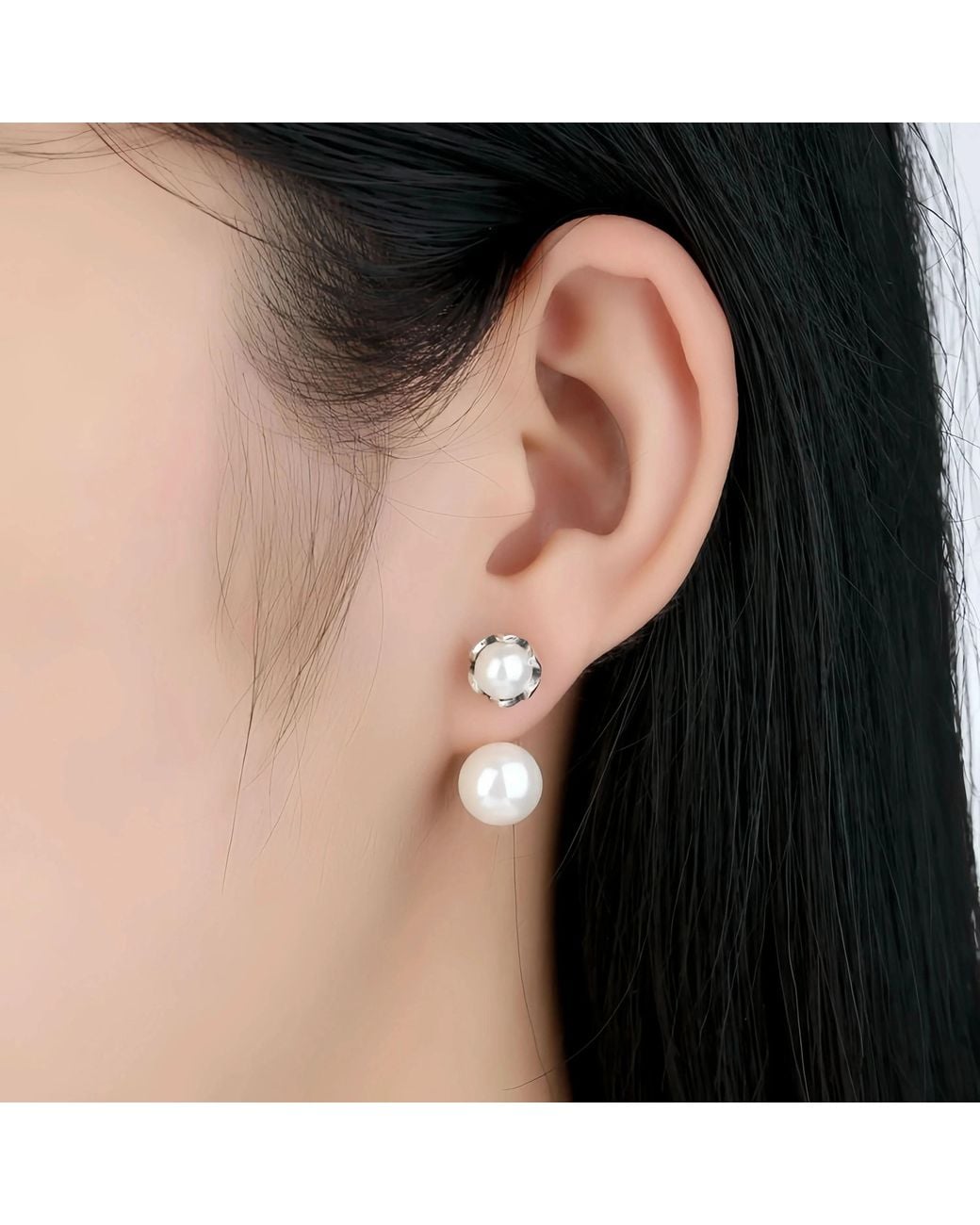 Angel Barocco Metallic Double Side Pearl Earrings