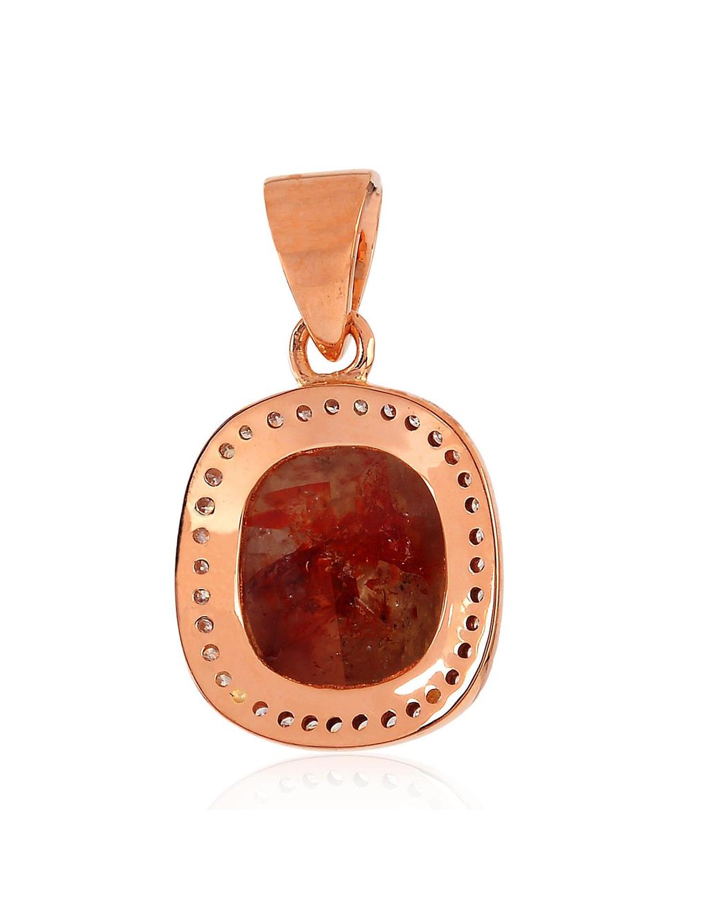 Artisan Pink 18k Rose Gold In Pave Natural Ice Diamond Designer Charm Pendant