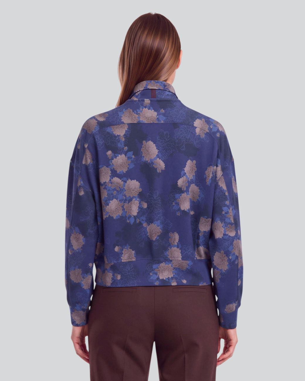 Lords of Harlech Blue Judy Lans Floral Stretch Knit Jacket
