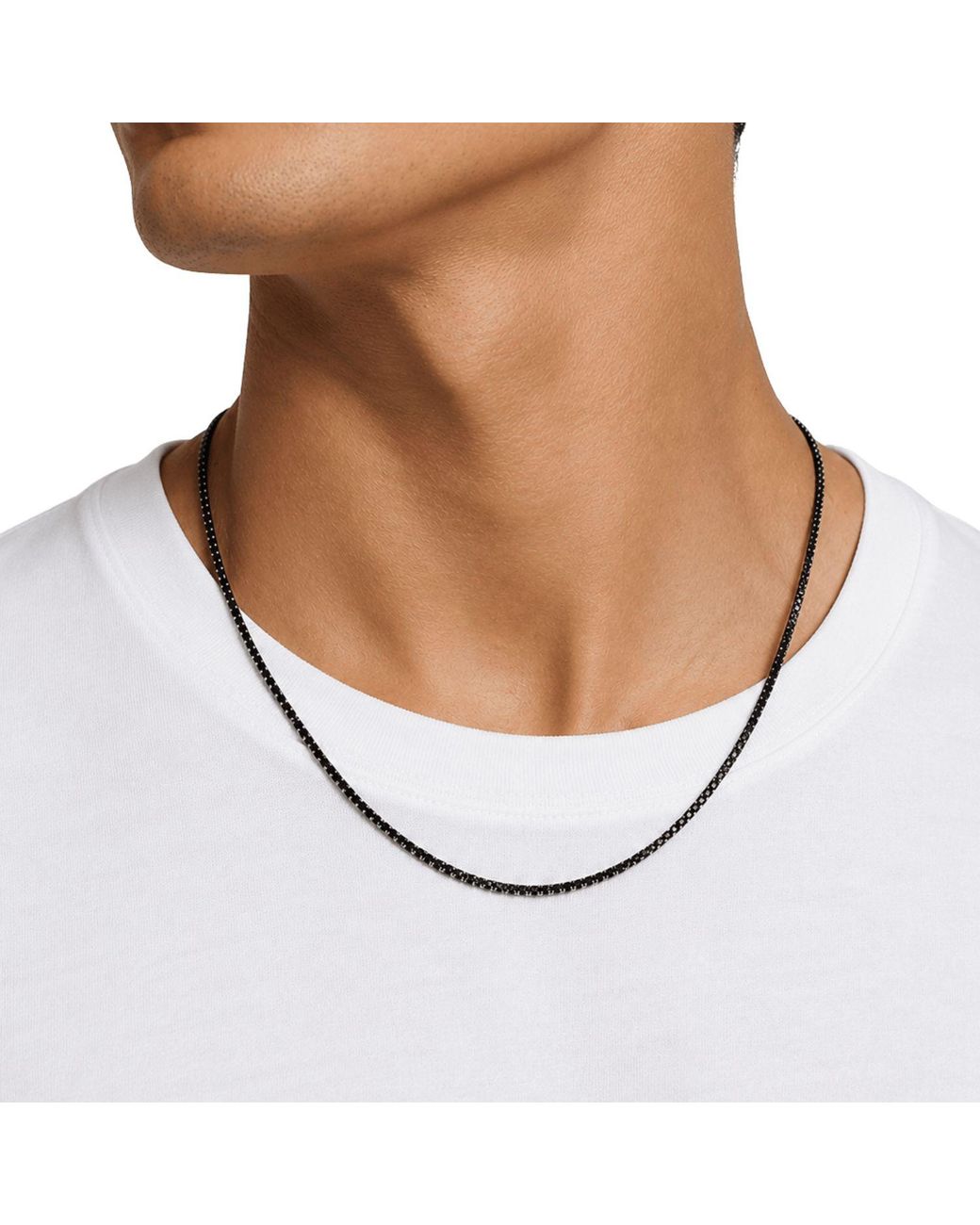 Nialaya Metallic Mini Tennis Necklace for men