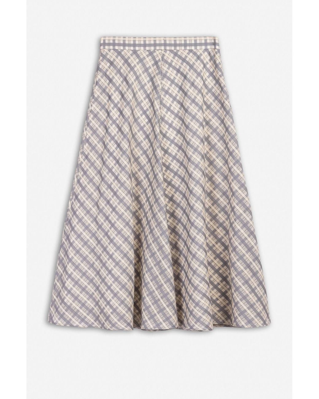 Nocturne Gray Checked Flared Midi Skirt