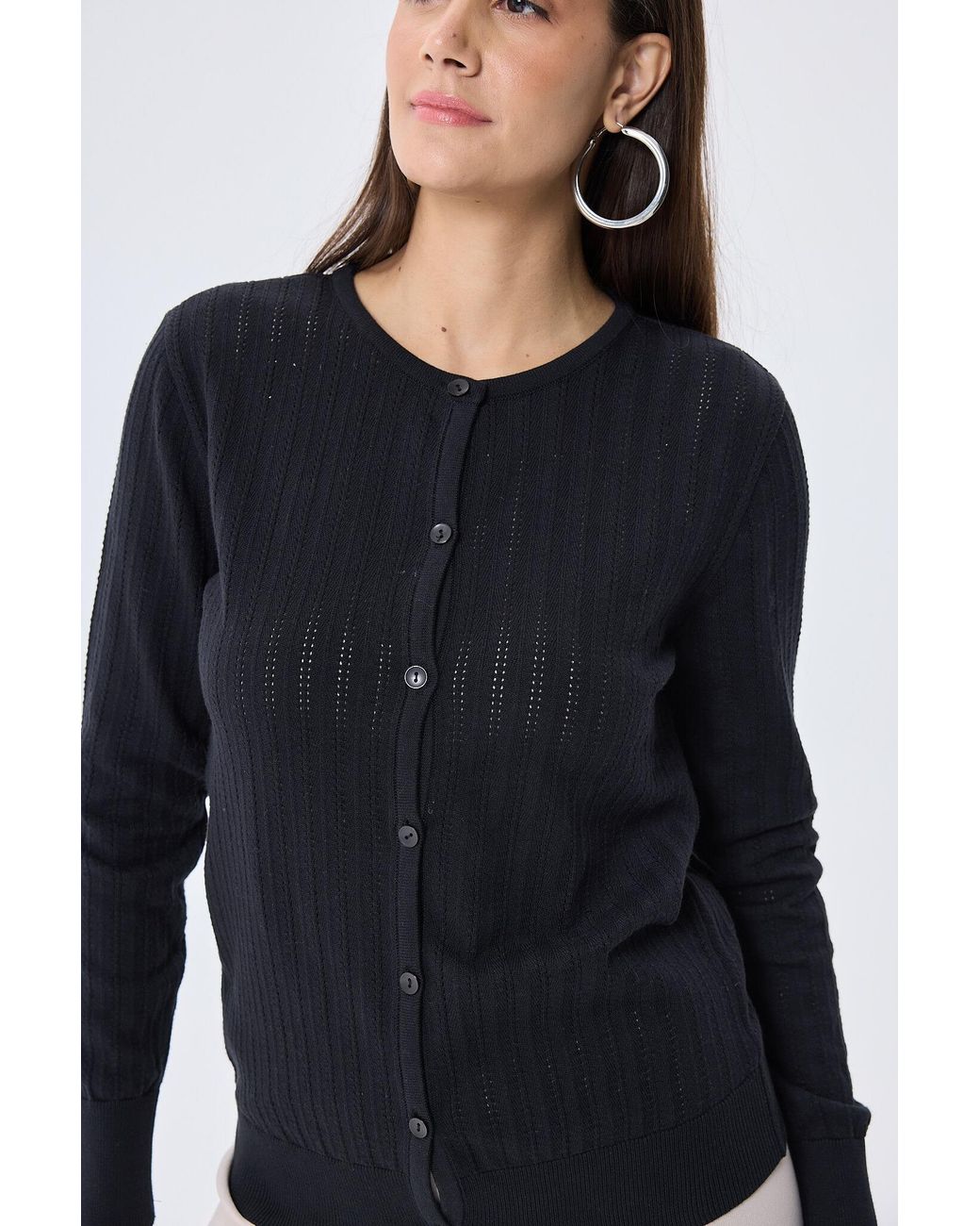 Peraluna Blue Celine Openwork Knit Cardigan