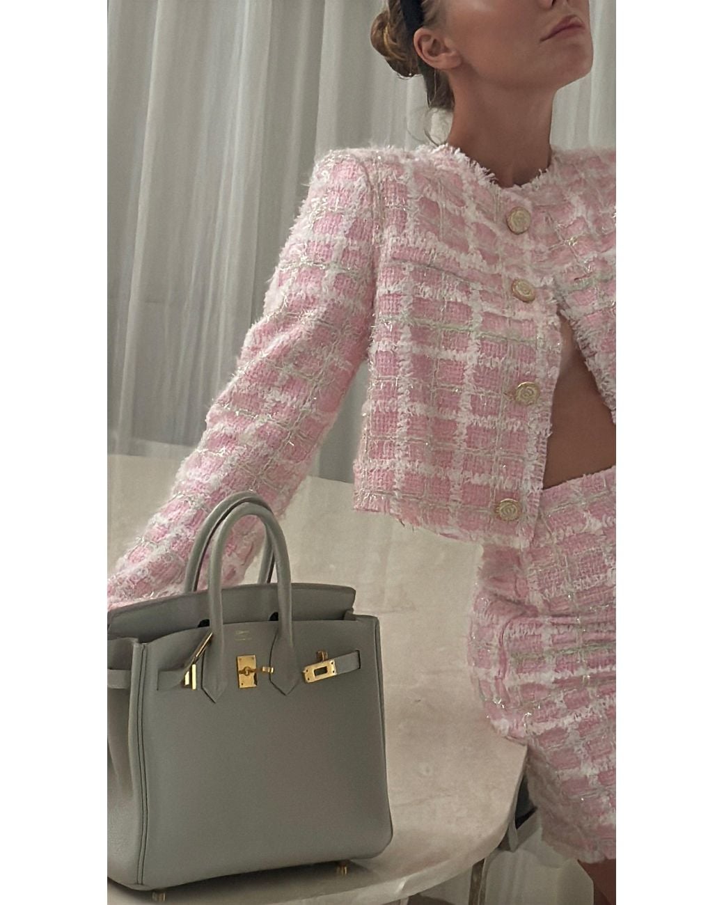 GOD SAVES QUEENS Pink High Priority Tweed Jacket