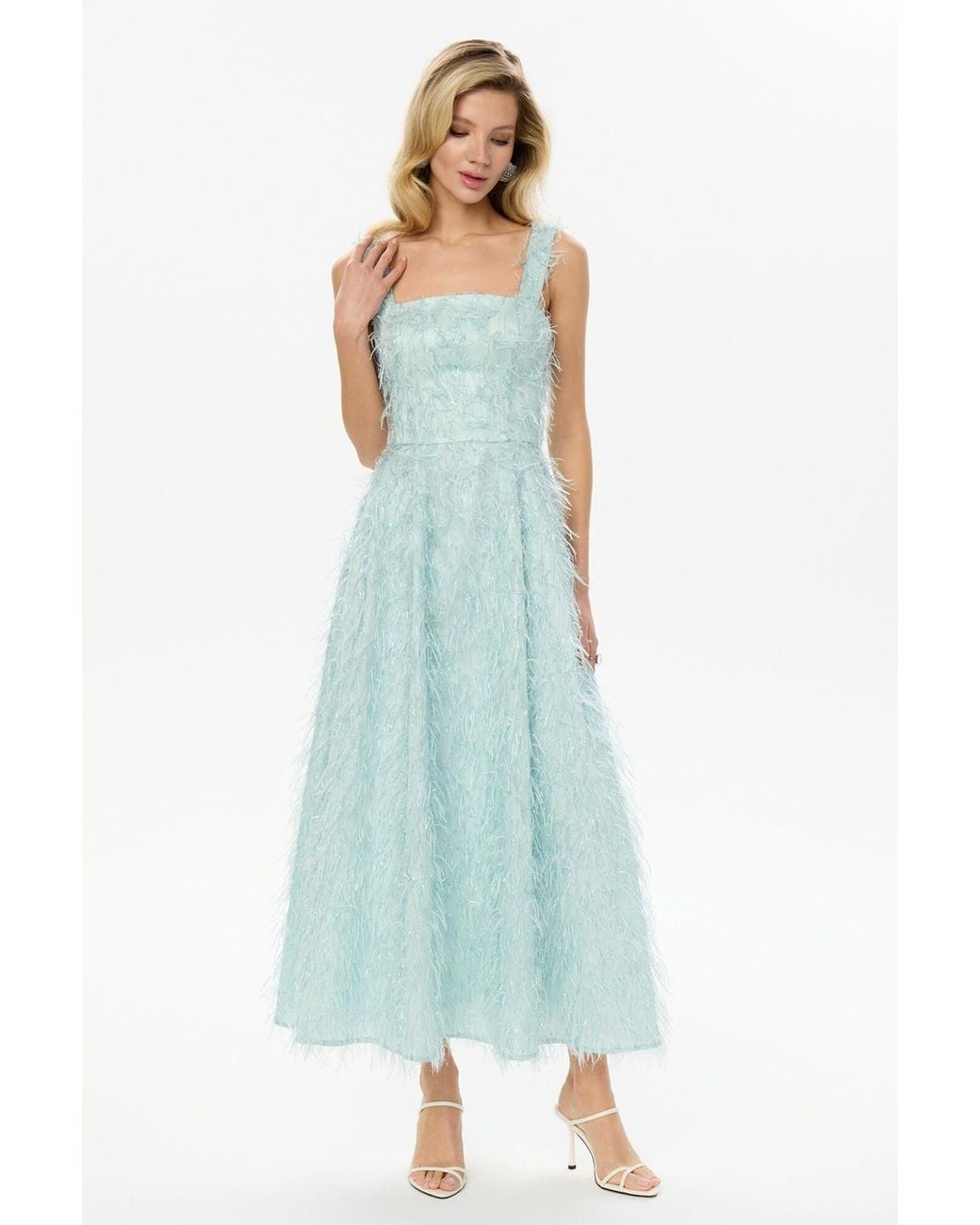 POST MERIDIEM Blue Light- Pleated Corset Midi Dress
