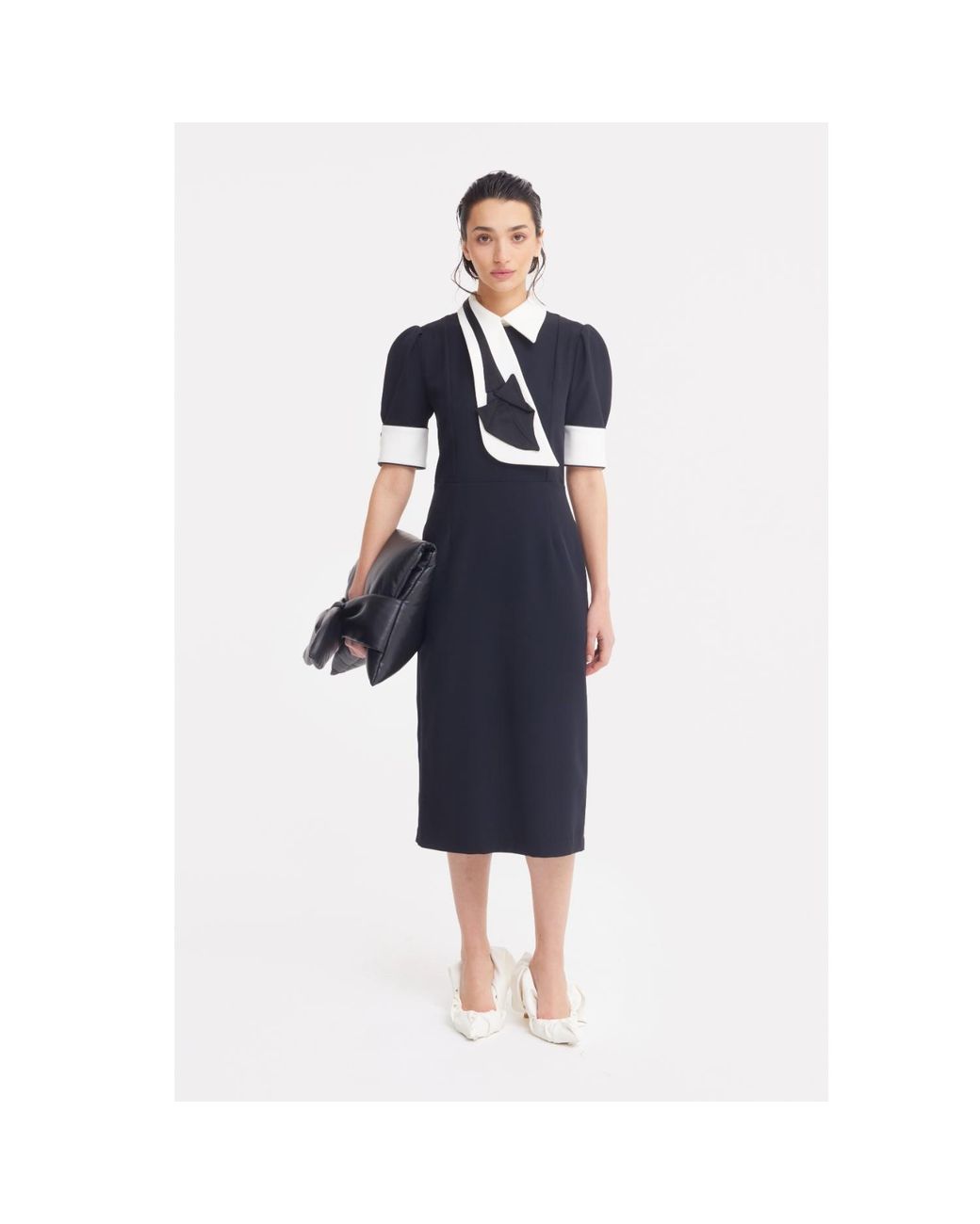 Julia Allert Black Formal Fitted Dress With Collar