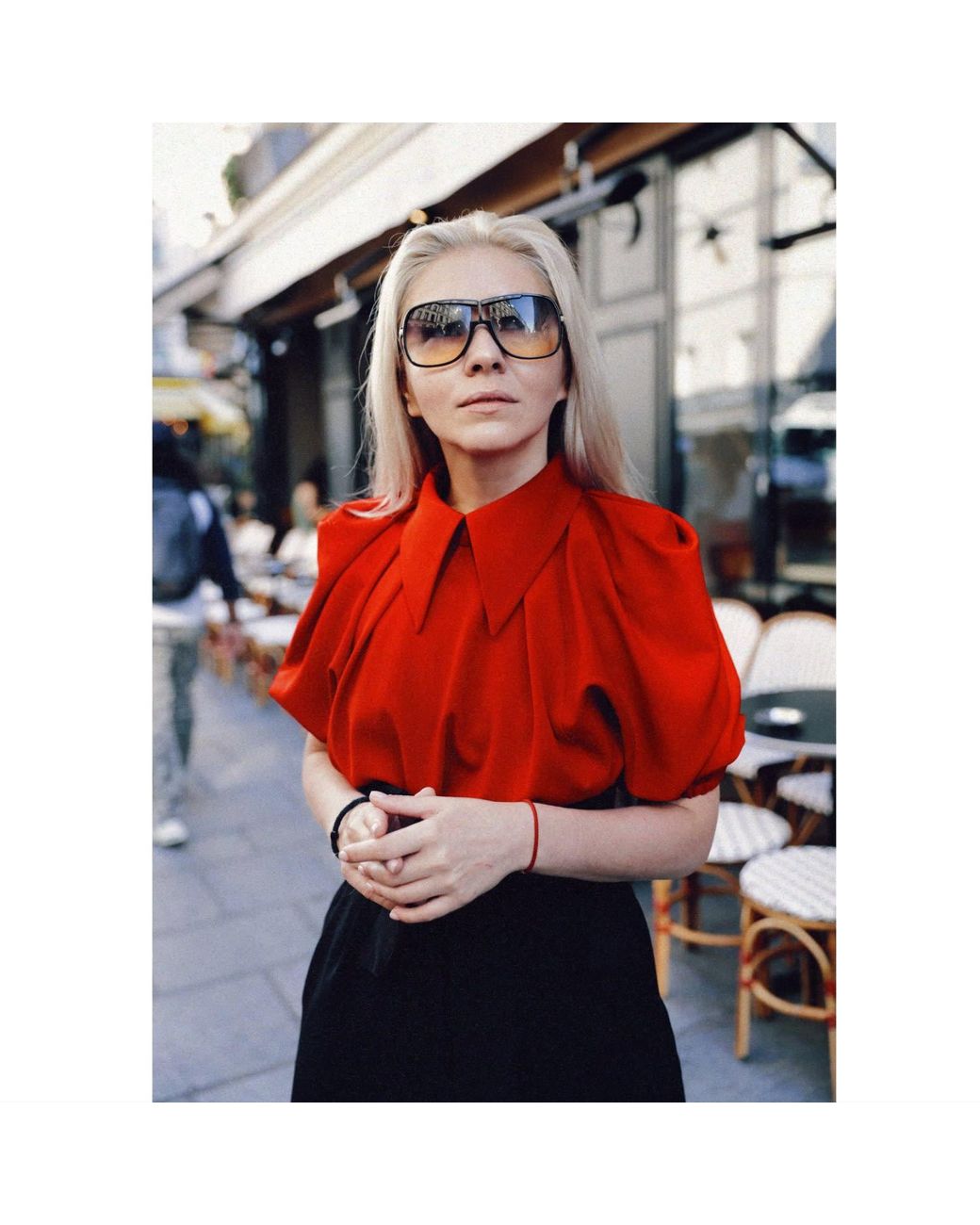 Julia Allert Red Designer Puff Sleeve Blouse –