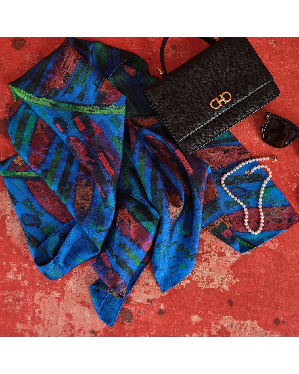 Richard Stone Studio Blue Canopy Silk Scarf