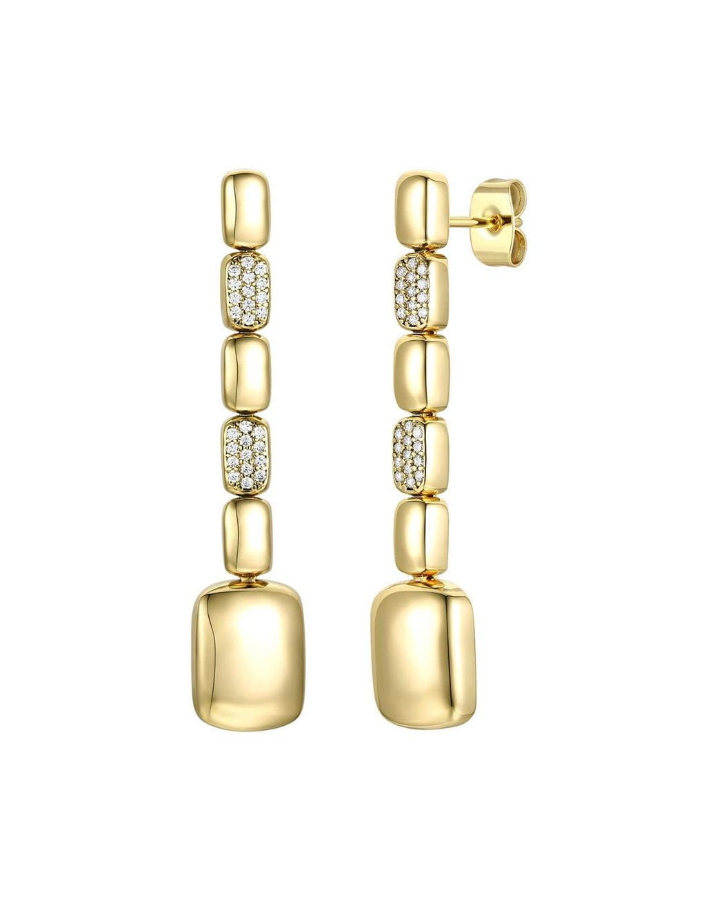 Genevive Jewelry Metallic Rachel Glauber Plated With Diamond Cubic Zirconia Rectangle Link Linear Dangle Earrings