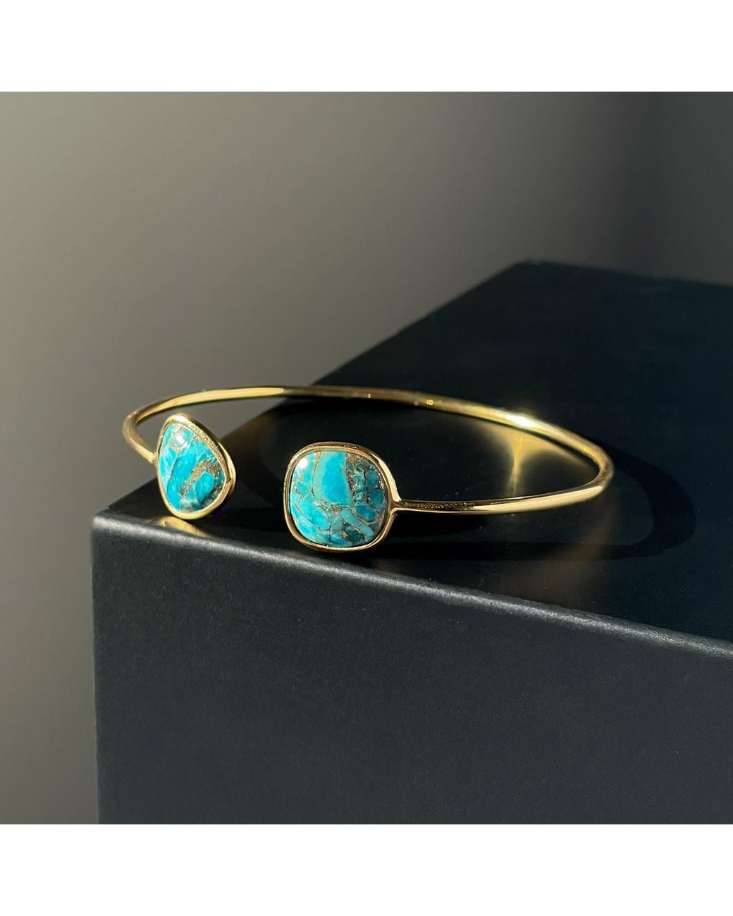 Sophelia Blue Gemstone Adjustable Bangle Bracelet