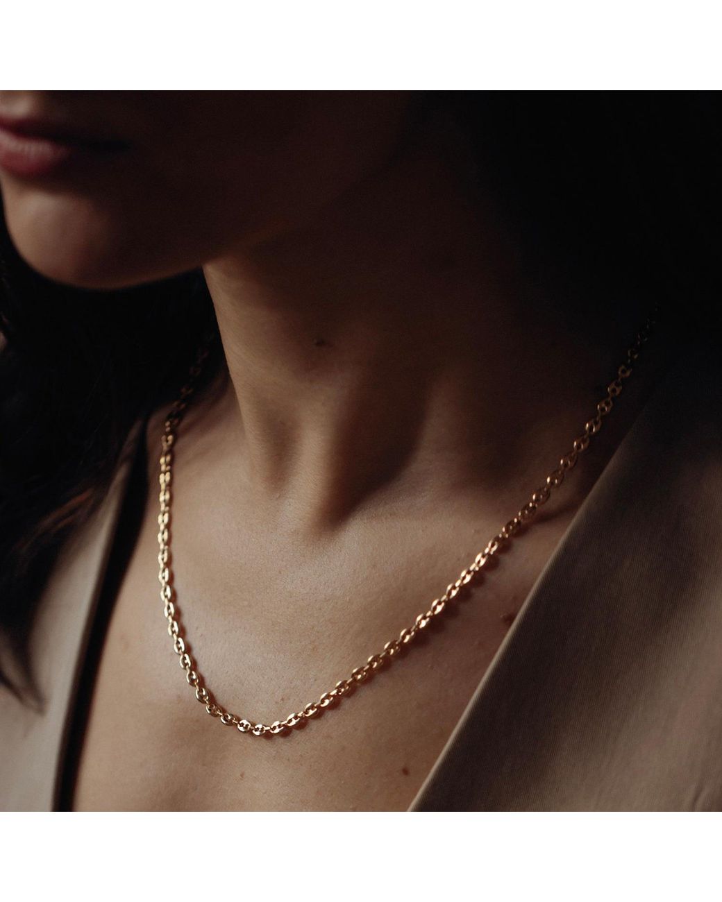 Sophelia Metallic Coffee Bean Plated Chain Necklace Luxe