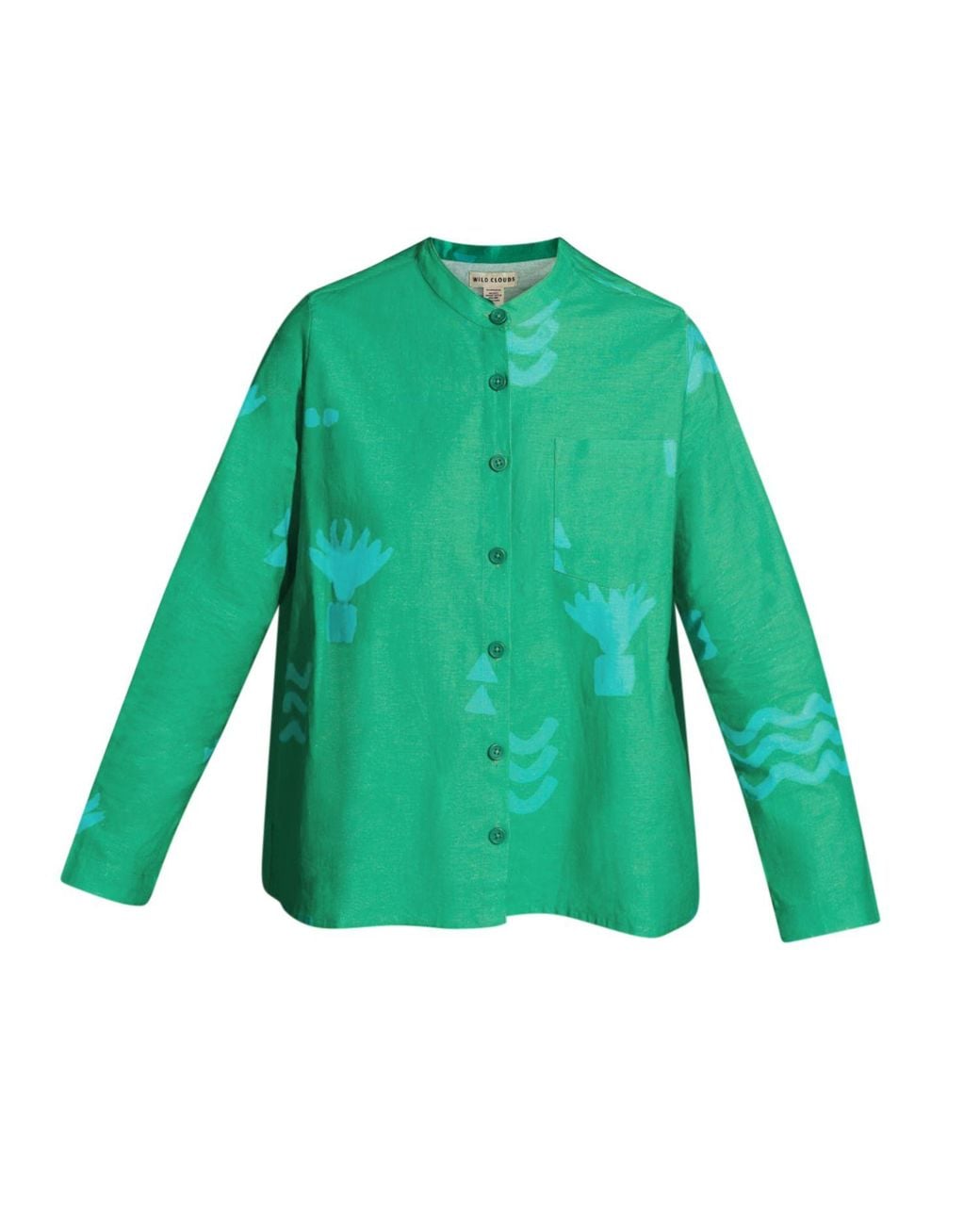 Wild Clouds Green Organic Cotton & Linen Shirt
