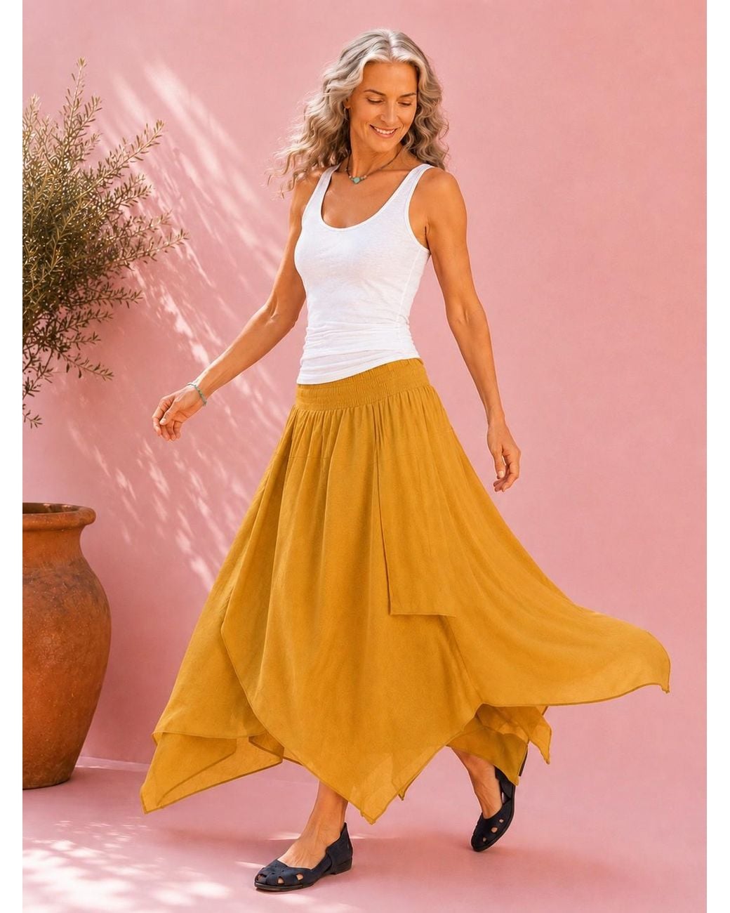 Lumina Eligma Yellow Crinckle Freesize Skirt
