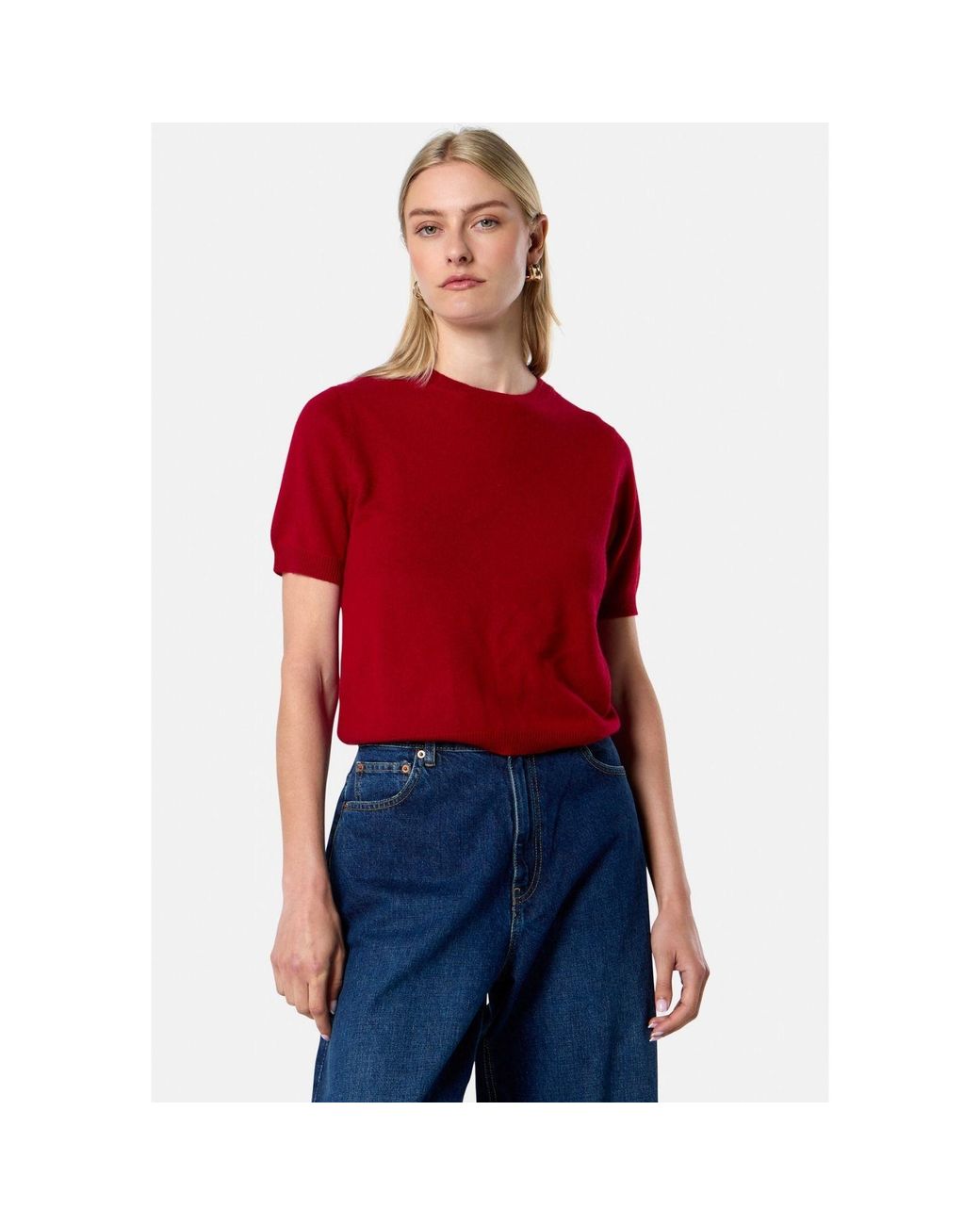 Helen Mcalinden Red Gemma Ruby Cashmere Crew Neck T-Shirt
