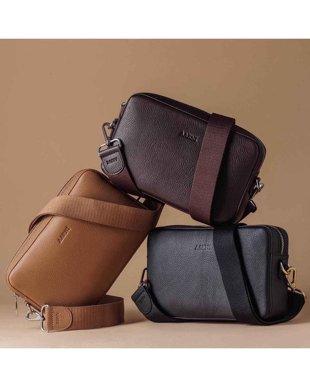 Aarni Black Large Crossbody Bag, Dark