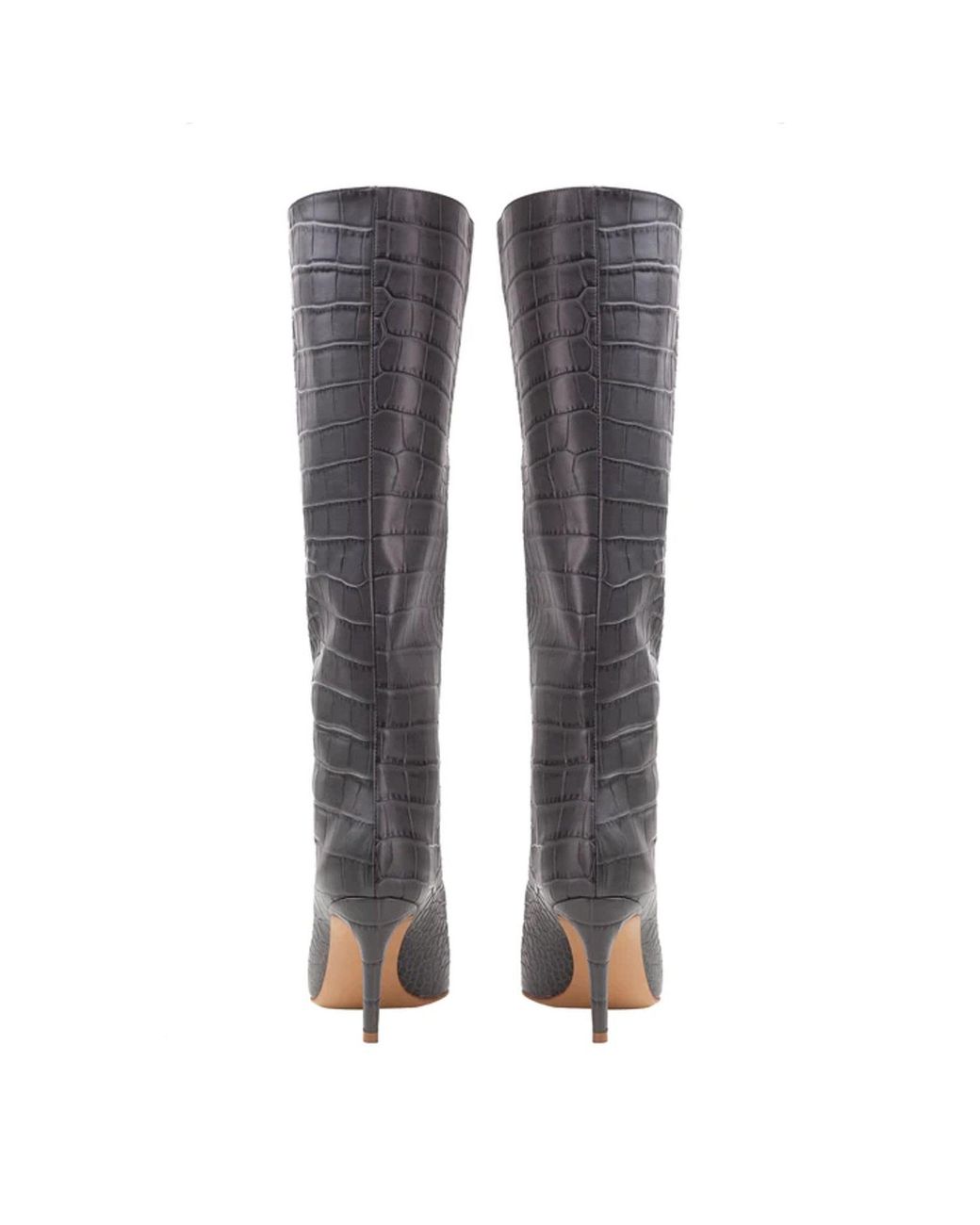 Ginissima Gray Ilona Embossed Leather Boots, Under Knee