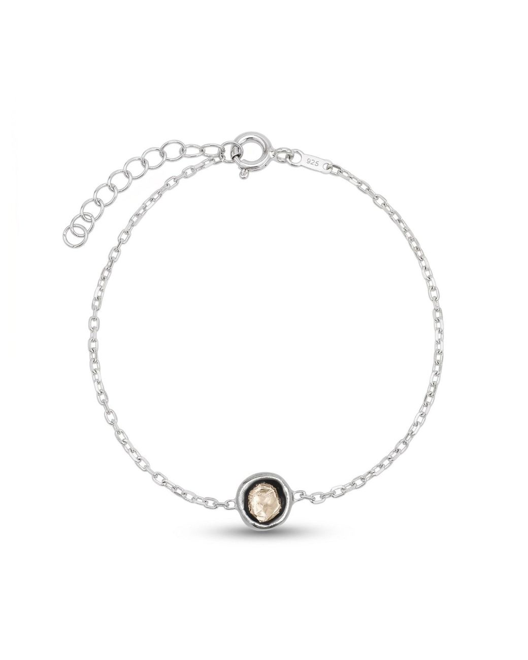 Spero London Metallic Sterling Raw Uncut Polki Diamond Bracelet