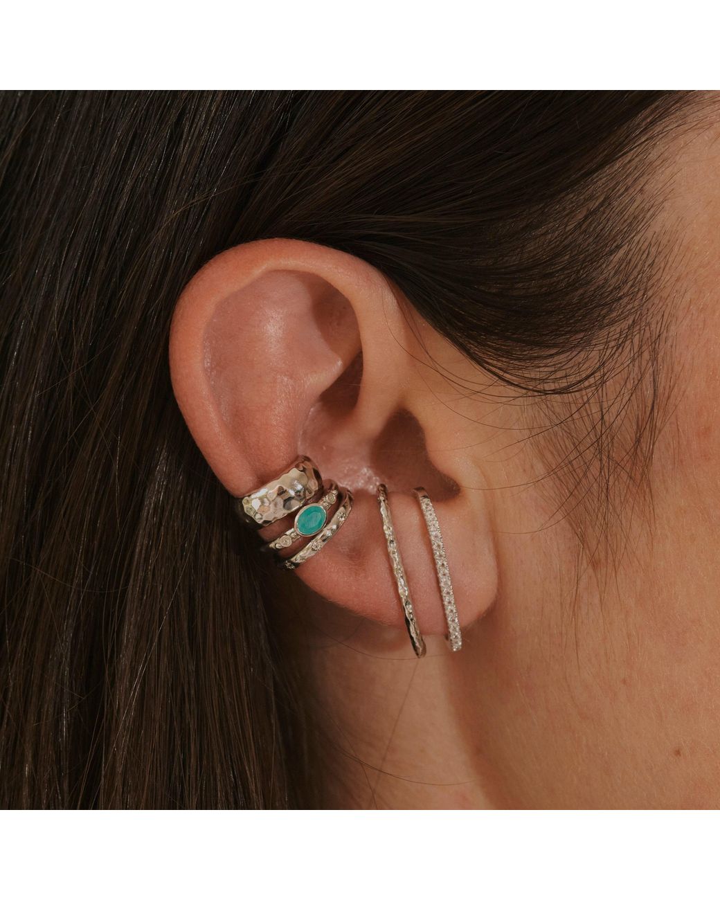 Zohreh Blue Amazonite & Sapphire Ear Cuff Sterling