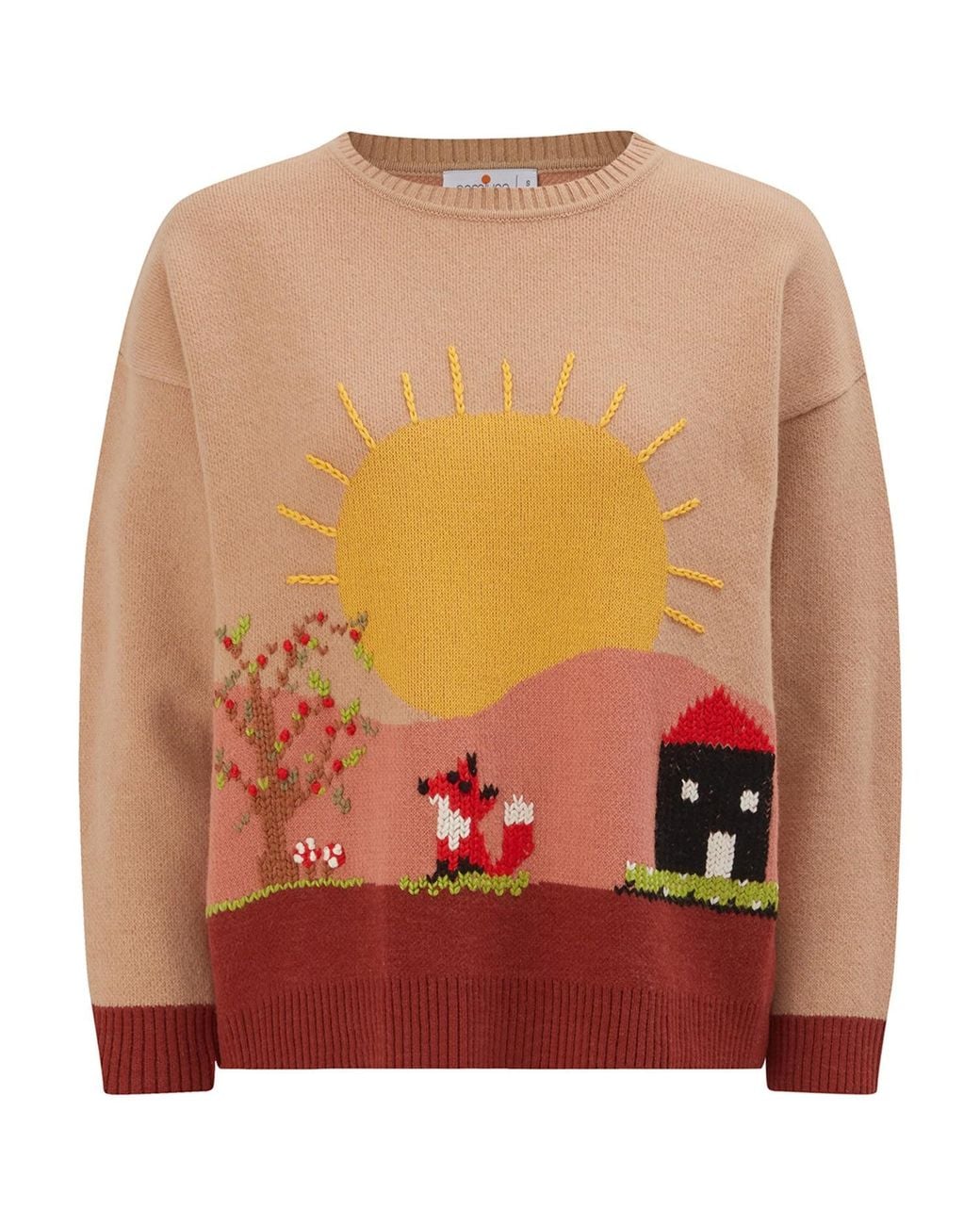 Peraluna Orange Sunny Hand Embroidered Pullover