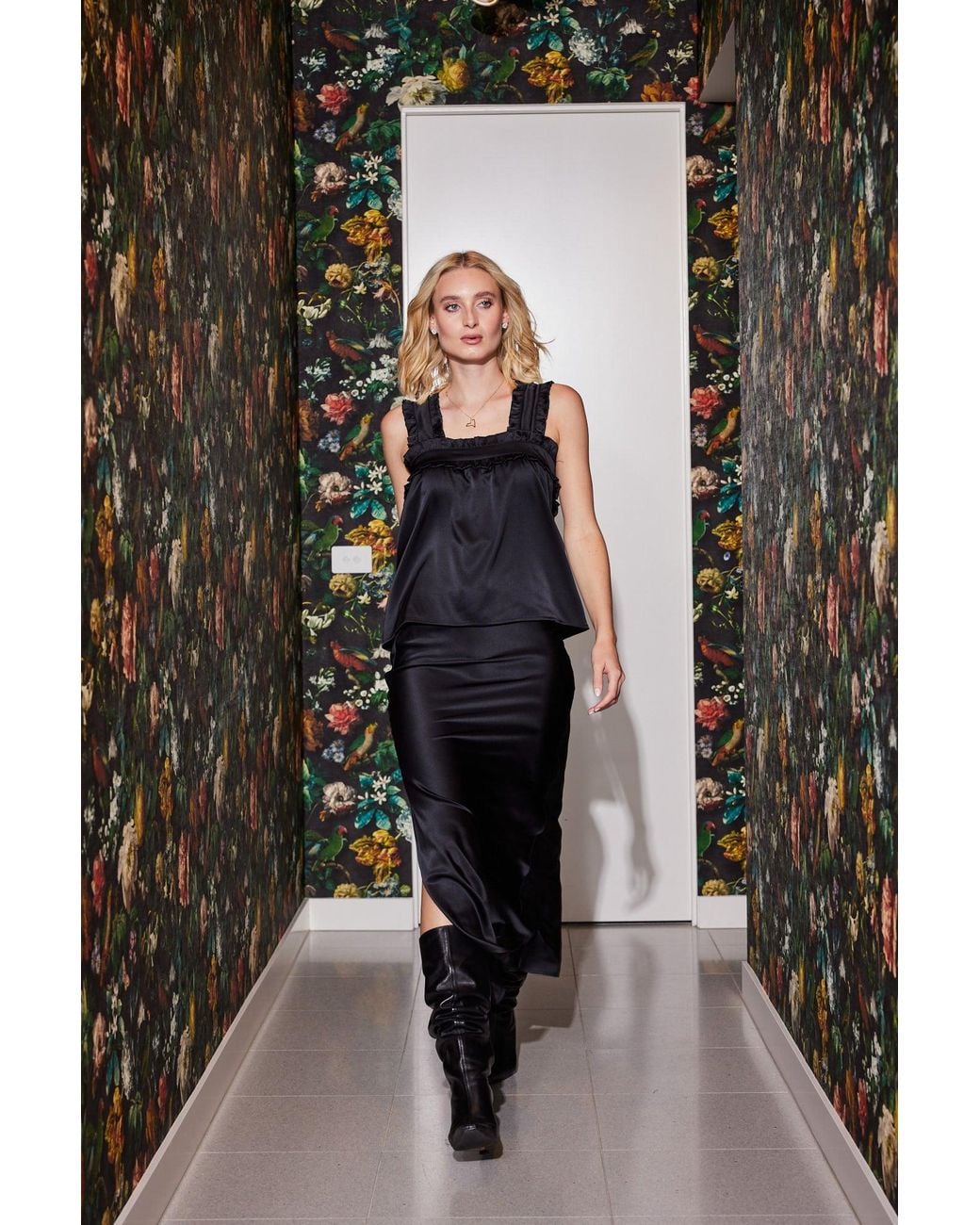 Lindsay Nicholas New York Black Jackie Criss Cross Top