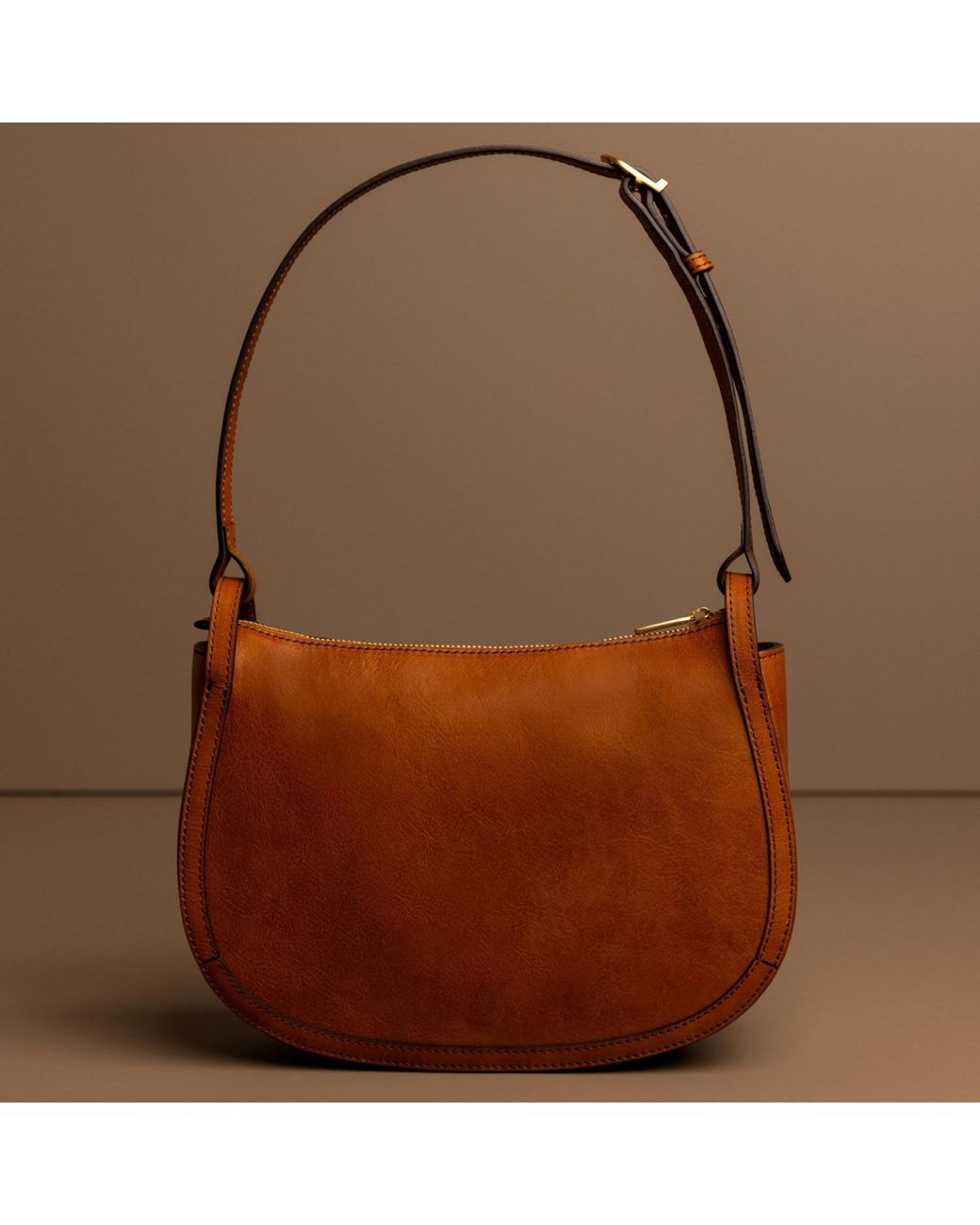 Time Resistance Brown Leather Hobo Bag For