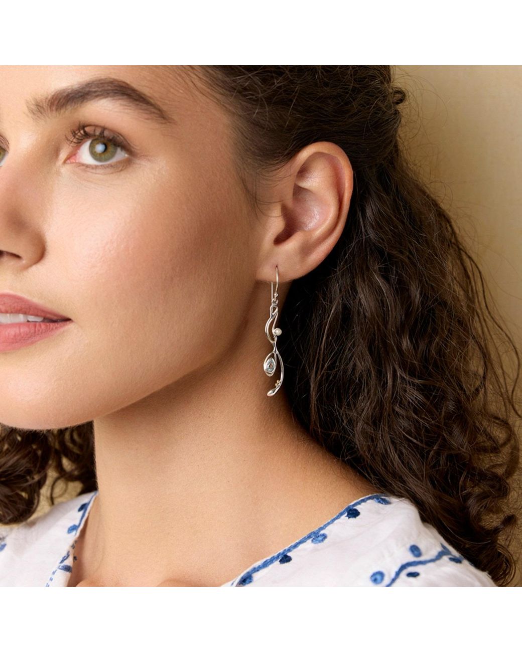 Isla Silver Metallic Topaz & Pearl Drop Earrings