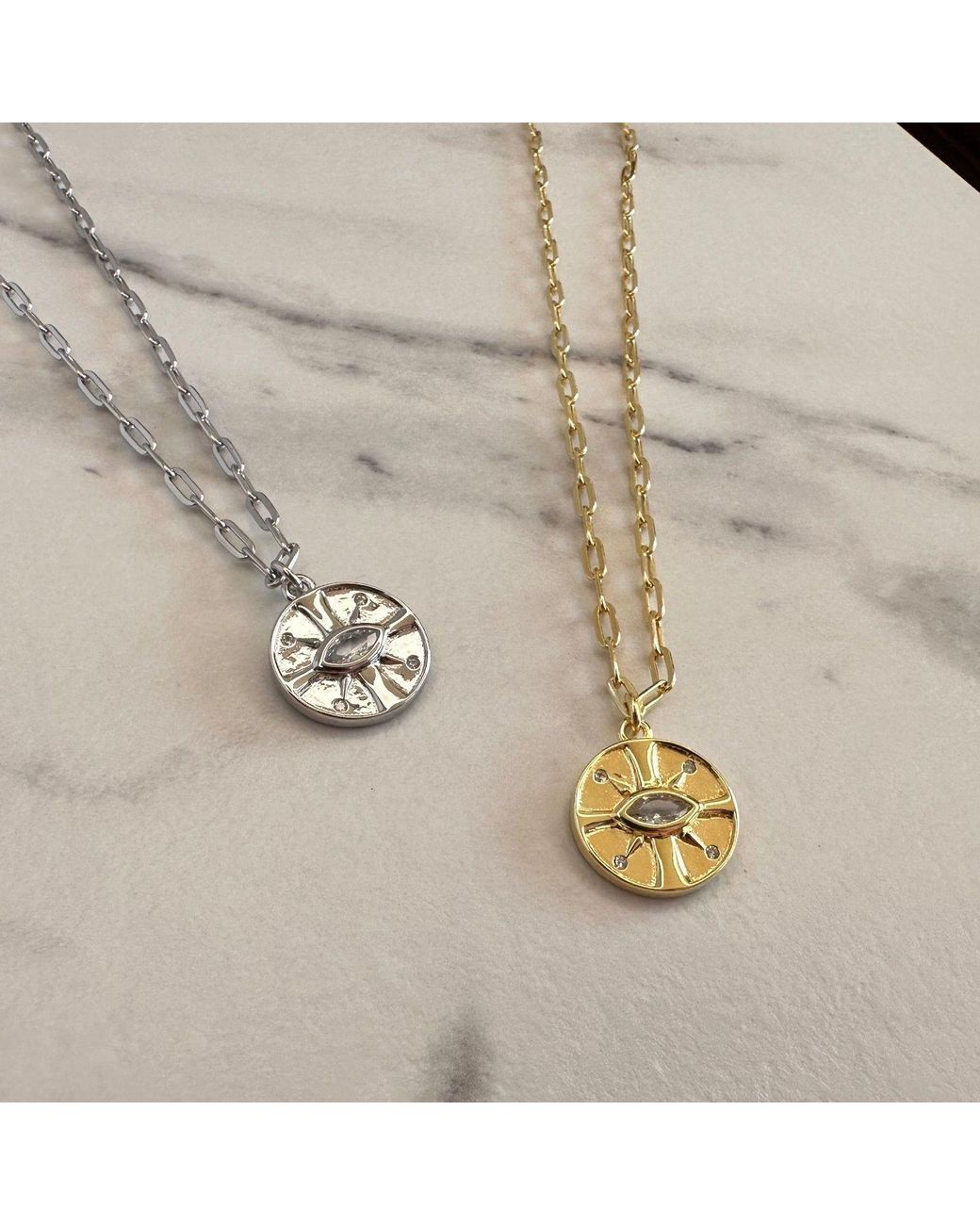 Clemence Wren Metallic Celestial Compass Pendant Necklace