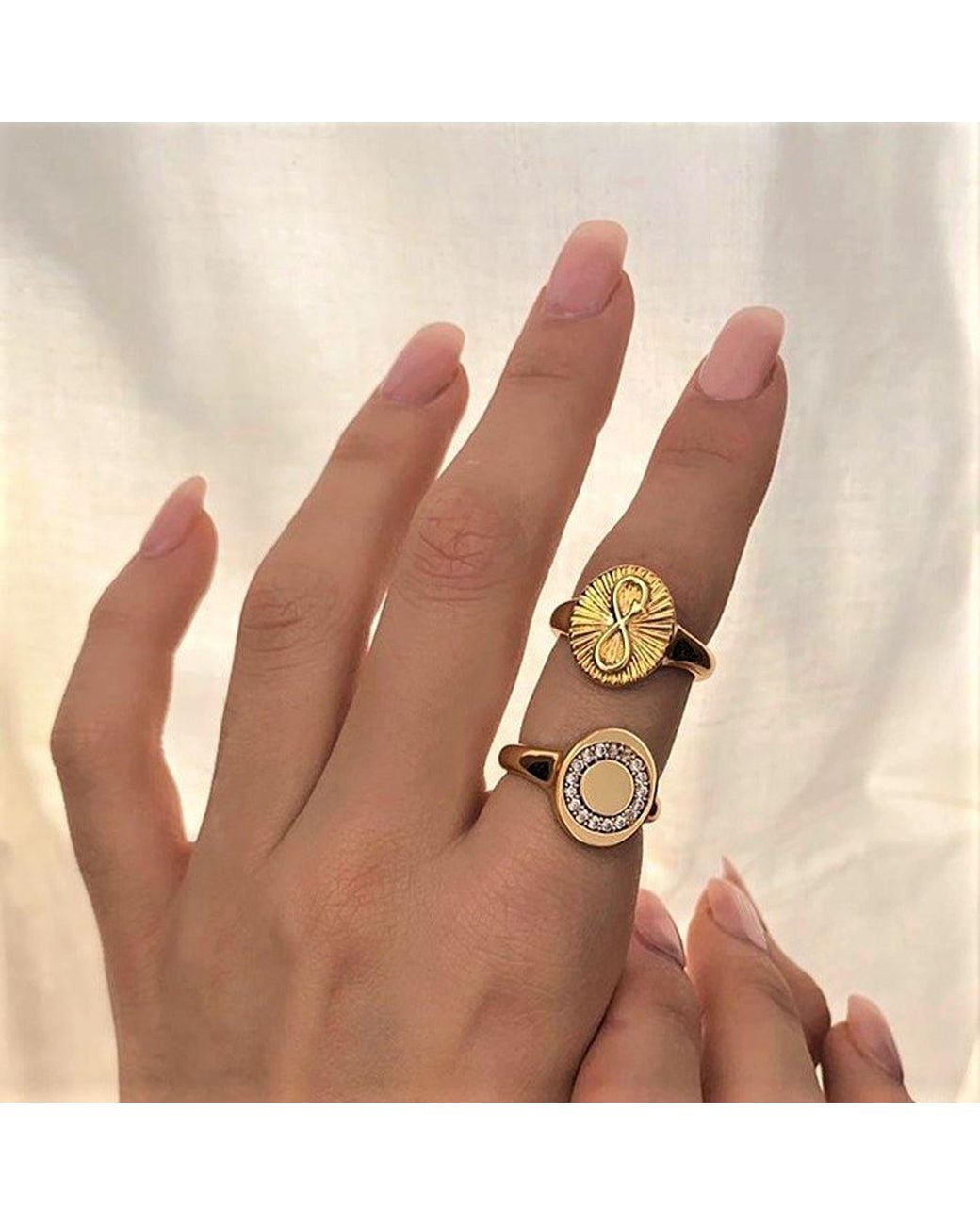With Love Darling Metallic Circle Of Life Signet Ring
