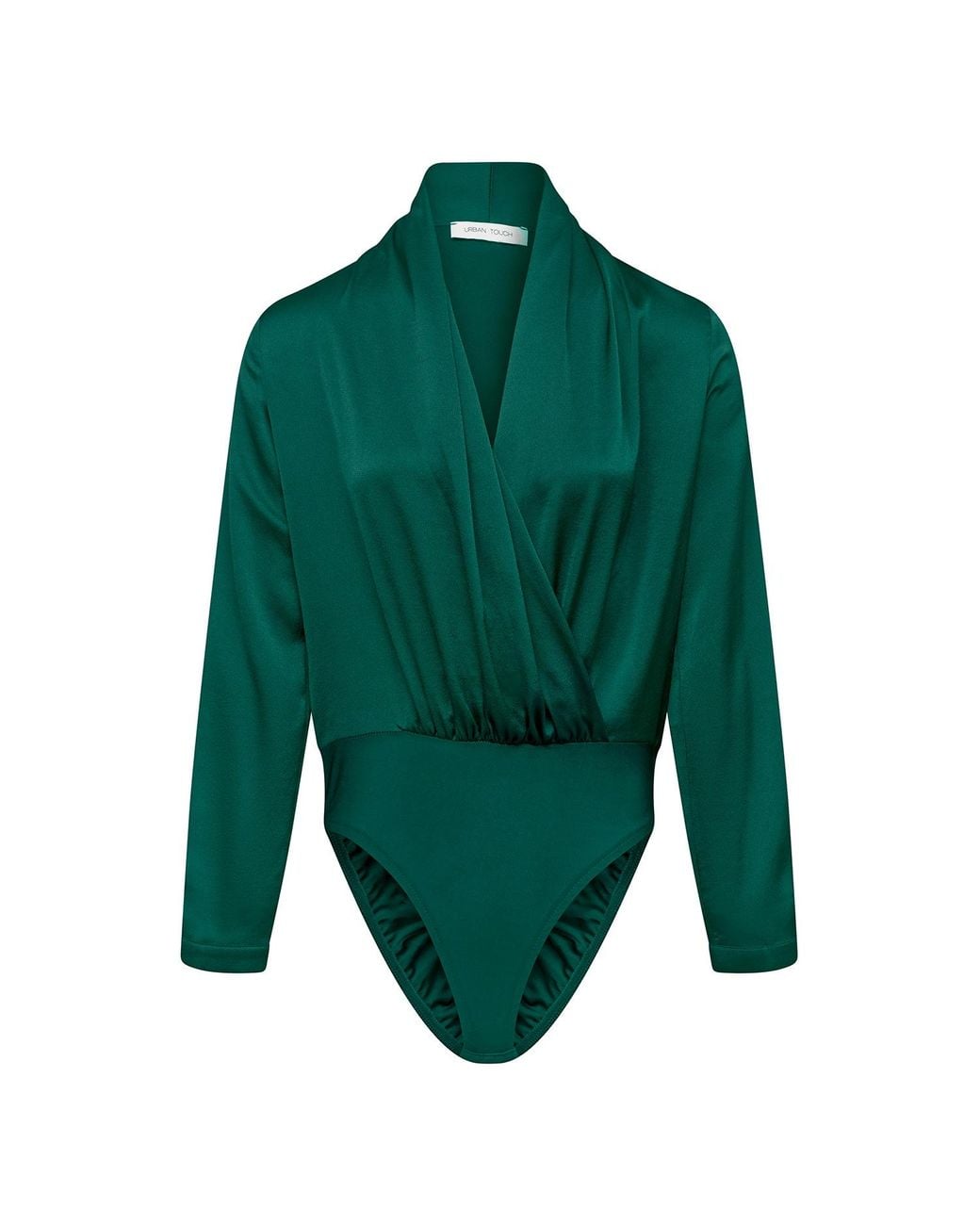 Urban Touch Green Satin Wrap Front Bodysuit