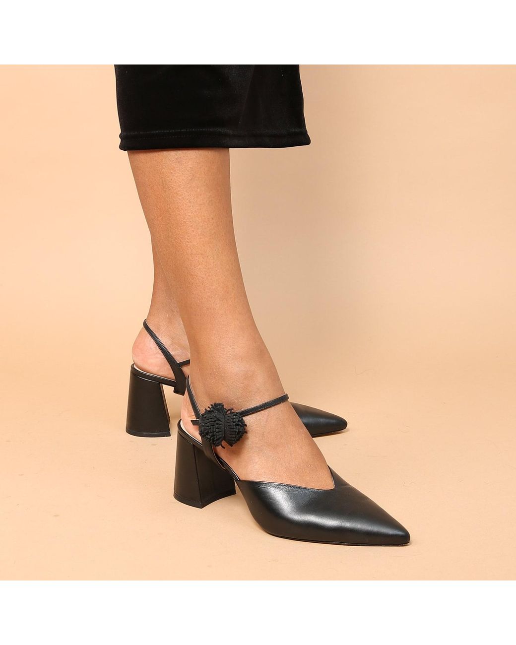 Alterre Black Suede Pom Pom