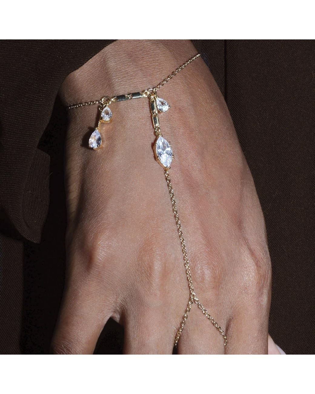 Studio Baloge Metallic Navette Serti Hand Chain
