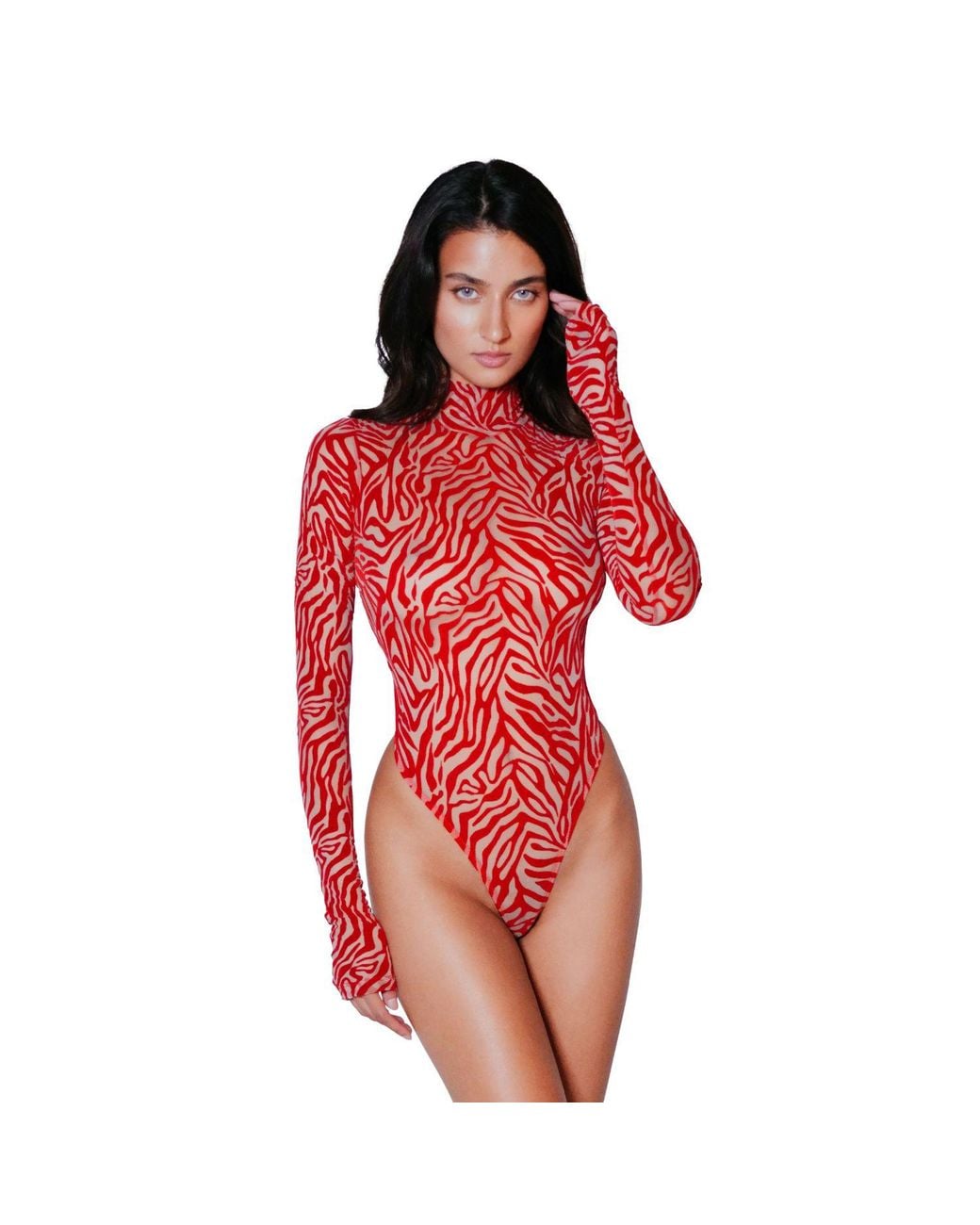 Perilla Lingerie Red Kylie Bodysuit Long