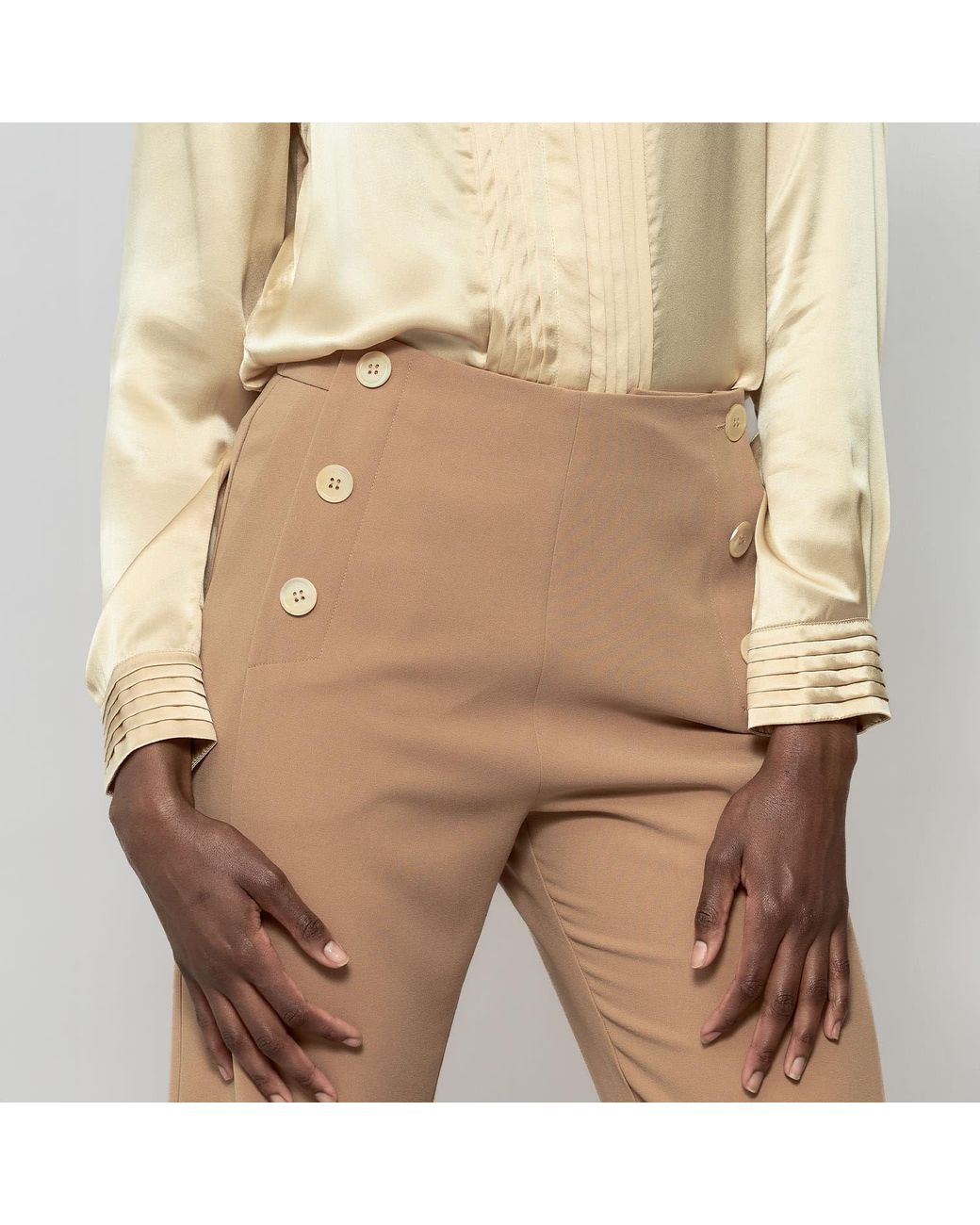 Solgo Atelier Natural Martha Sailor Bootcut Crepe Pant