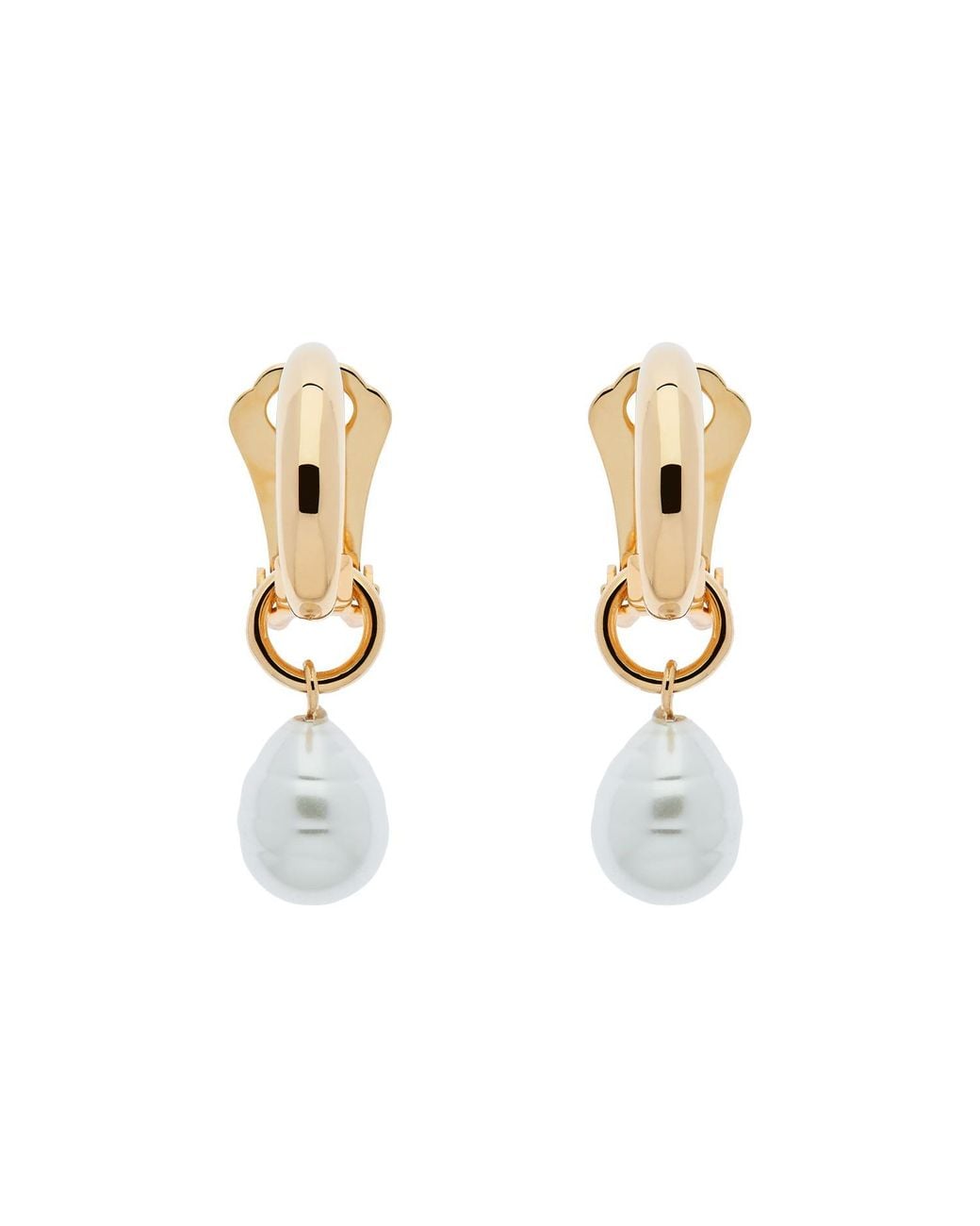 Emma Holland Jewellery Metallic Hoop With Pearl Charm Clip Earrings