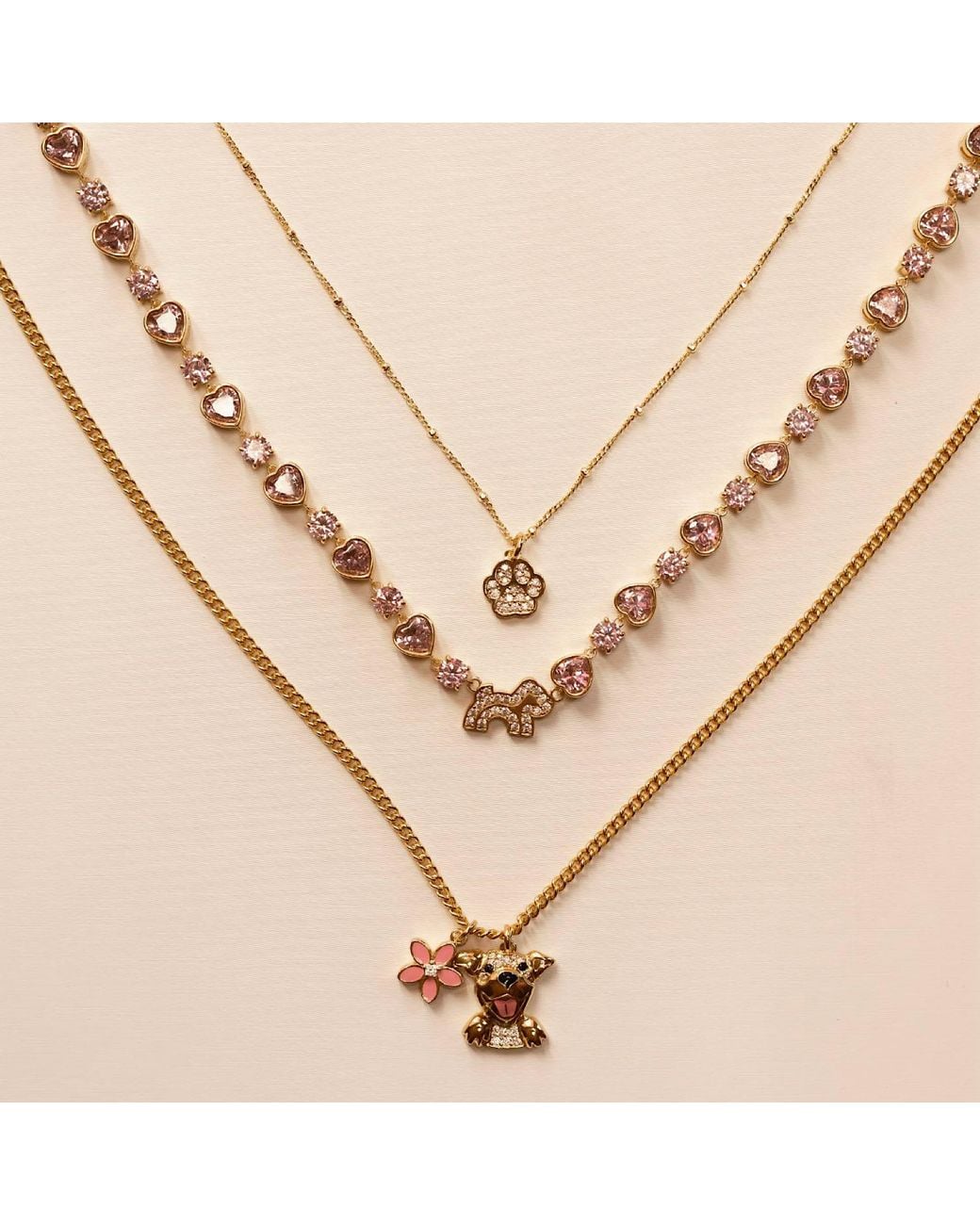 Cloud Haven Metallic Heart Crystal Logo Necklace