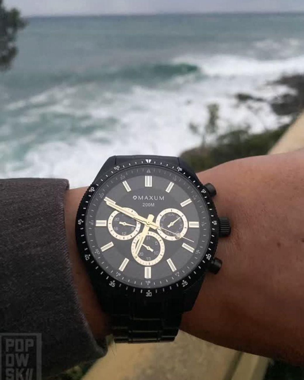 Maxum Black Lansdowne Back Multifunction Watch for men