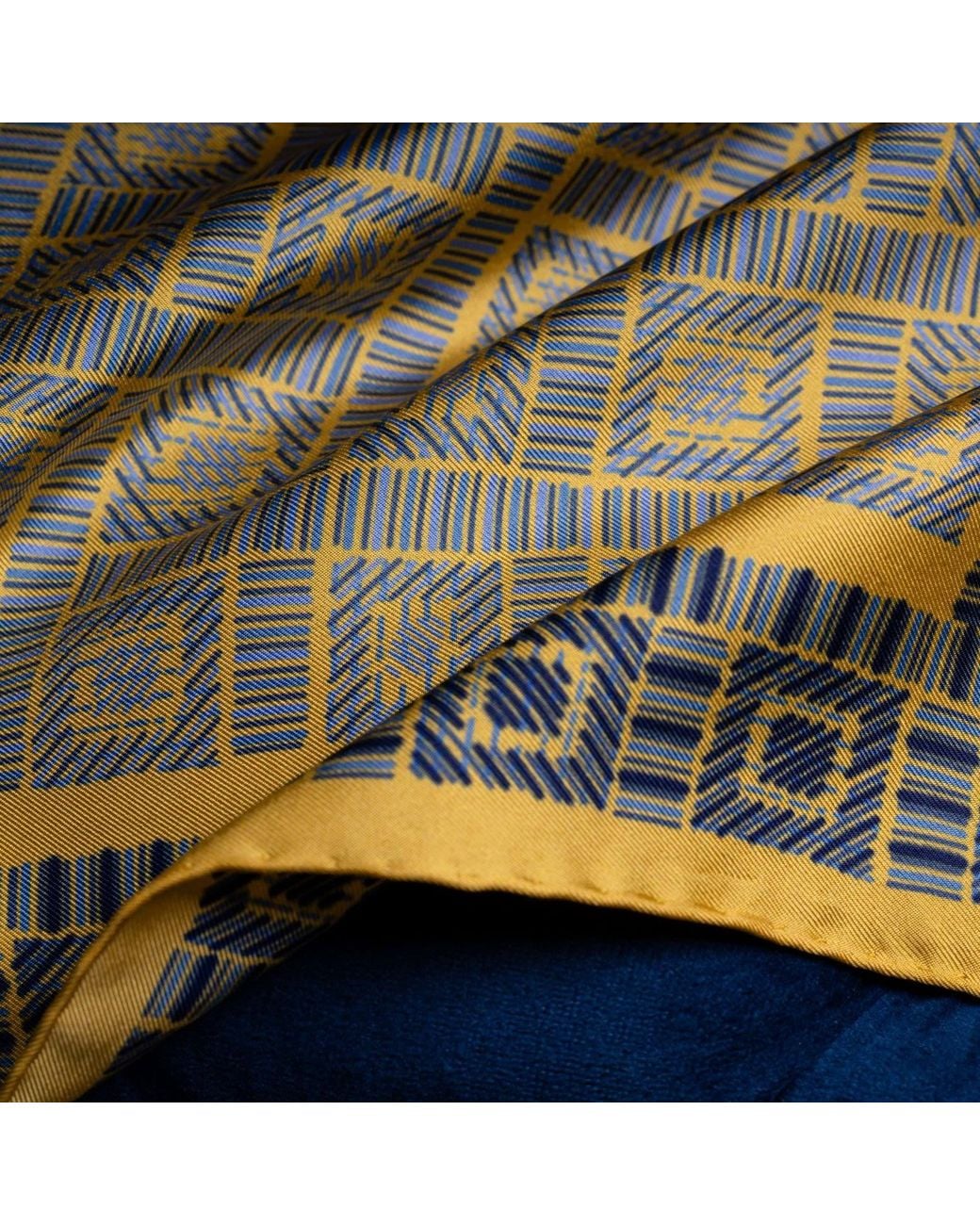 Otway & Orford Green 'City Squares' Geometric Silk Pocket Square for men