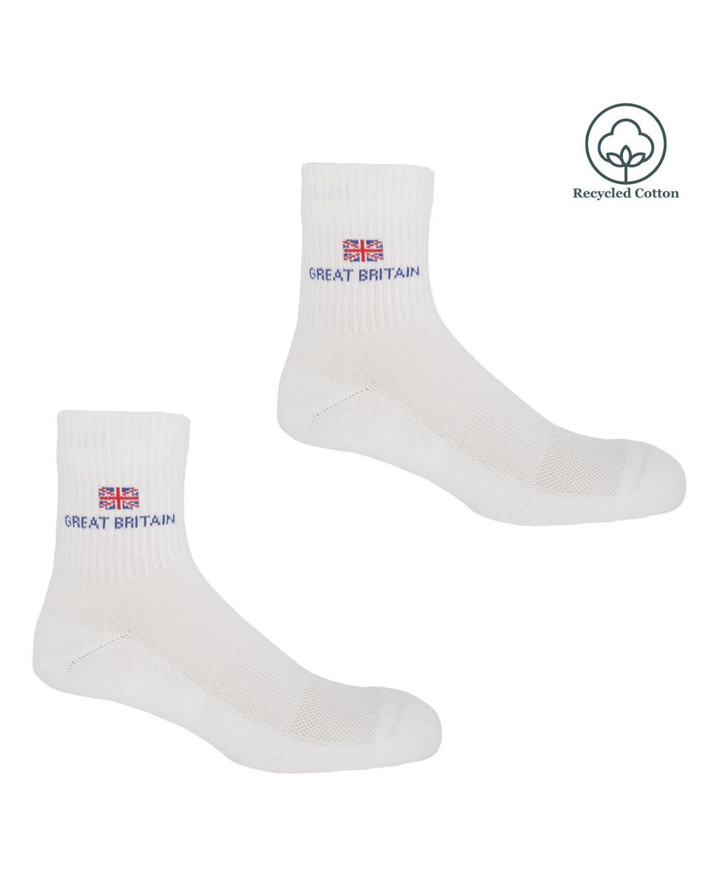 Peper Harow - Made in England White Olympics Recycled Sport Socks – Two Pair Bundle for men