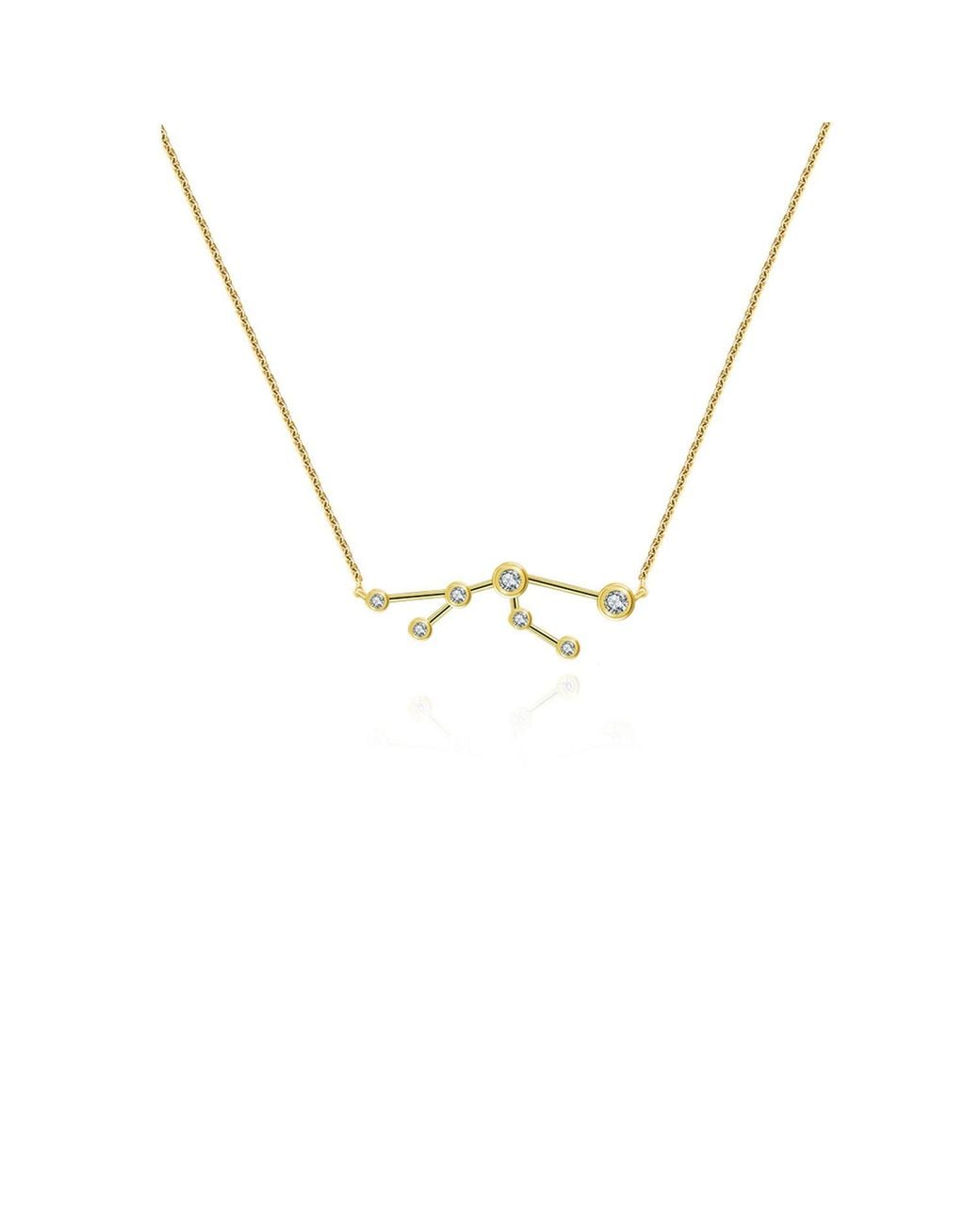 Genevieve Collection Metallic Taurus Zodiac Constellation Necklace 18K & Diamond