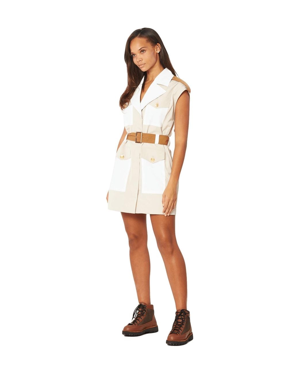 Bennu White Neutrals Frontier Dress, Nude