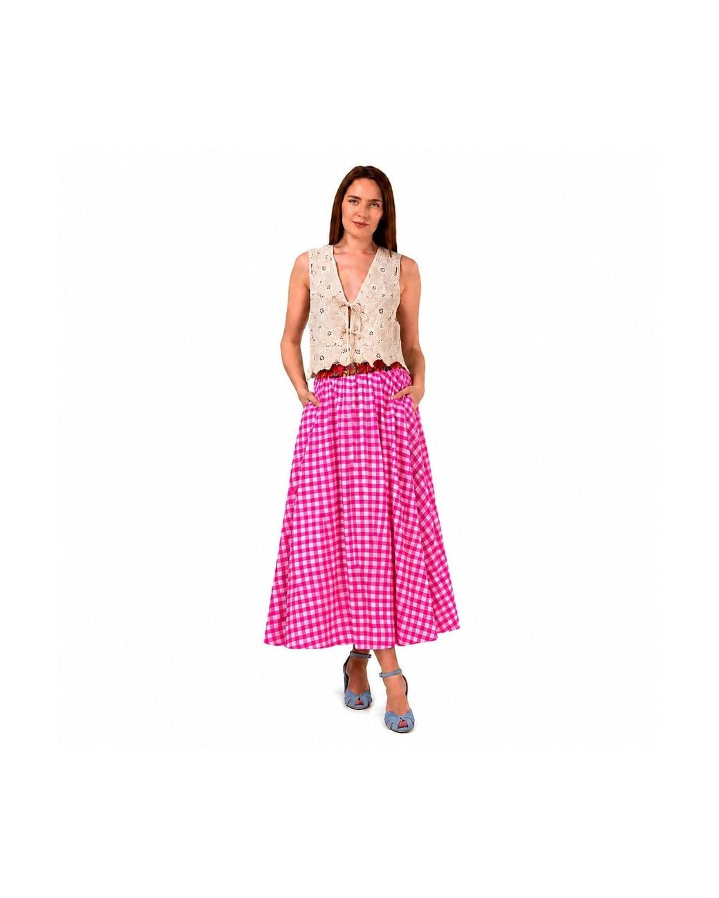IZABELA MANDOIU Pink Midi Skirt Crafted