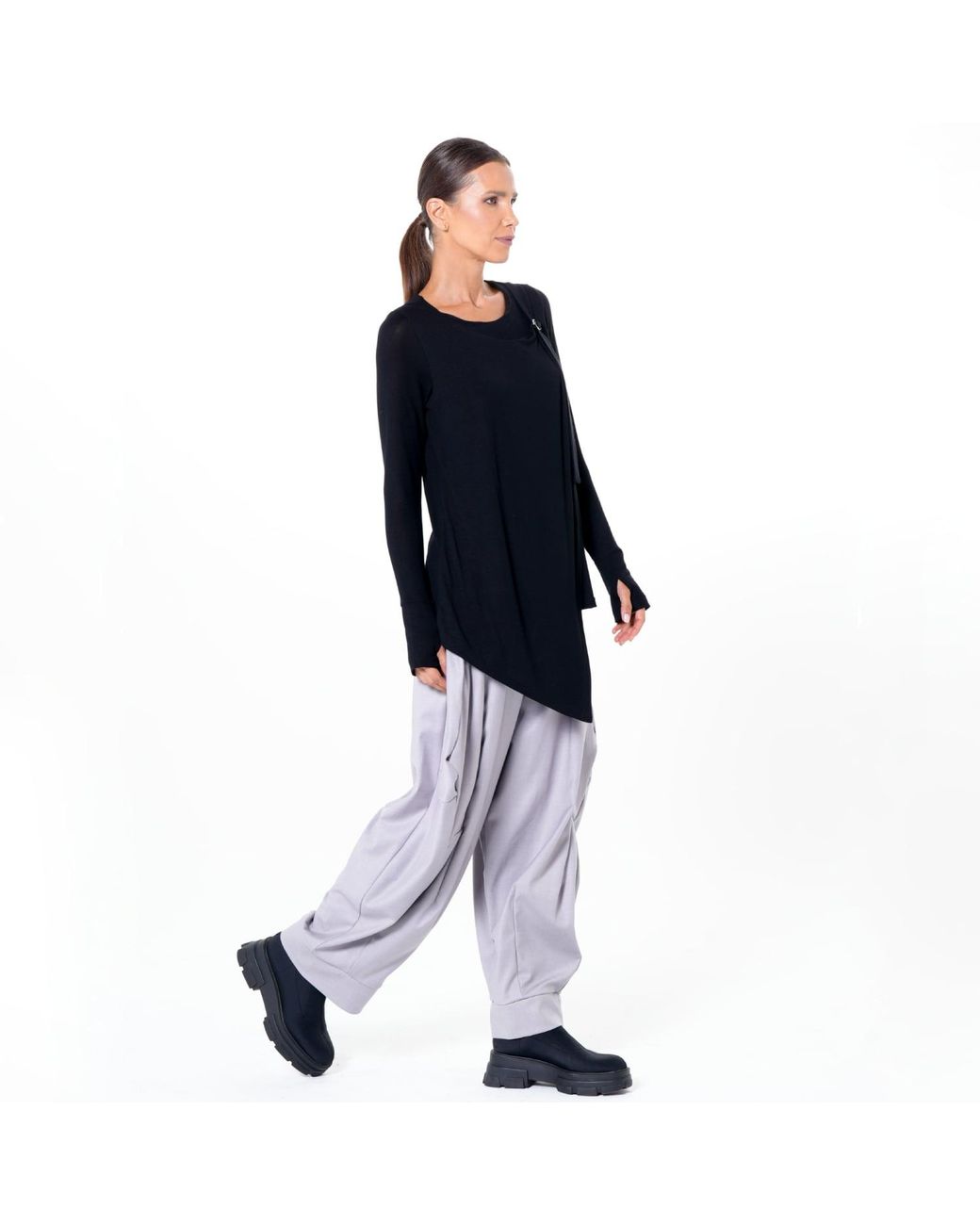 Metamorph Blue Asymmetric Long Sleeve Top