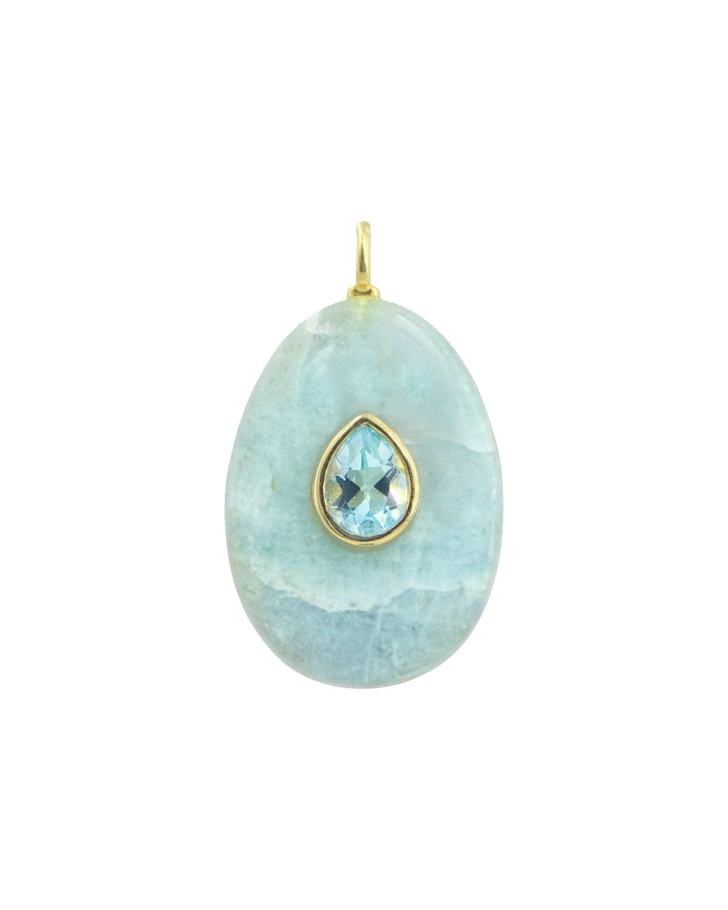 KAMARIA Blue Aquamarine Gemstone Pendant With Topaz