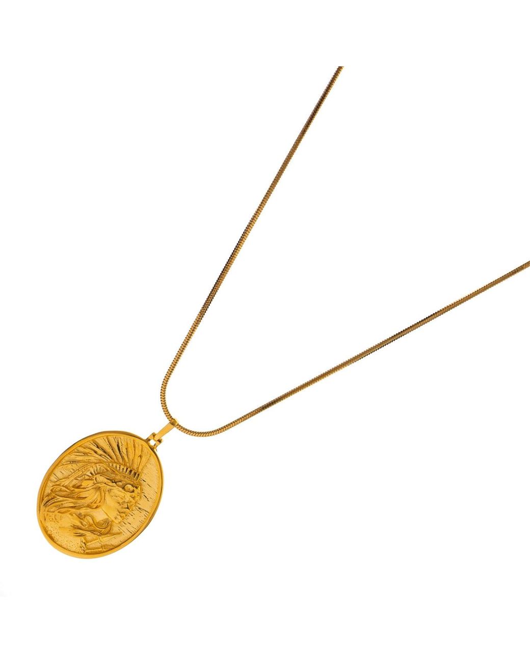 Ebru Jewelry Metallic Golden Warrior Goddess Medallion Necklace