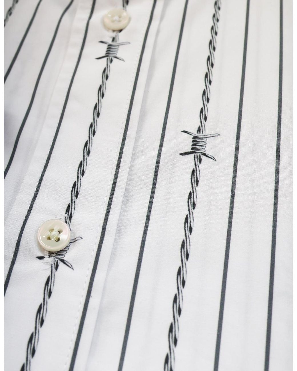 Gresham Blake White Barbed Wire Stripe Shirt for men